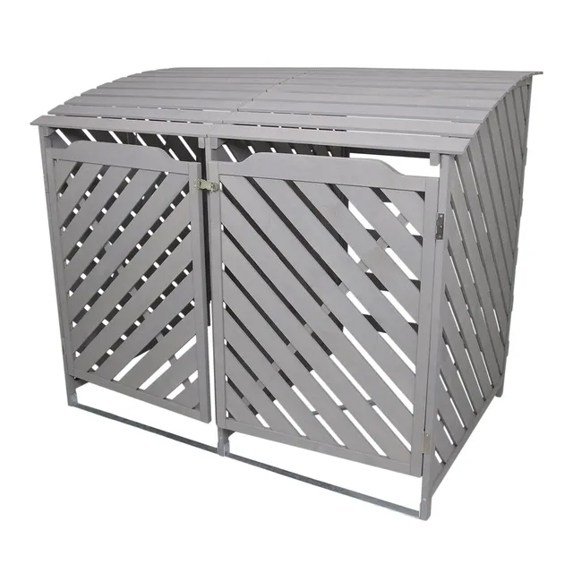 Q-Rax Doppio Copribidoni 240L Grigio Lavato Legno