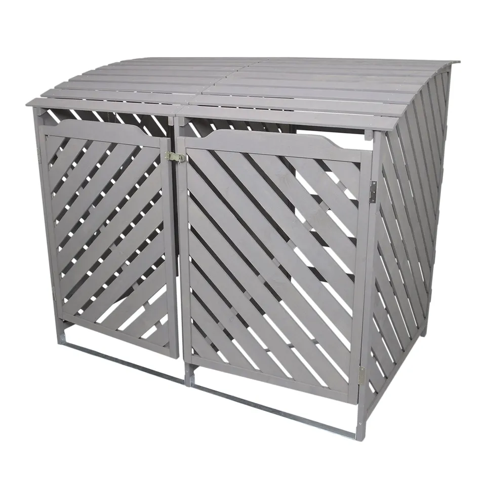 Q-Rax Doppio Copribidoni 240L Grigio Lavato Legno