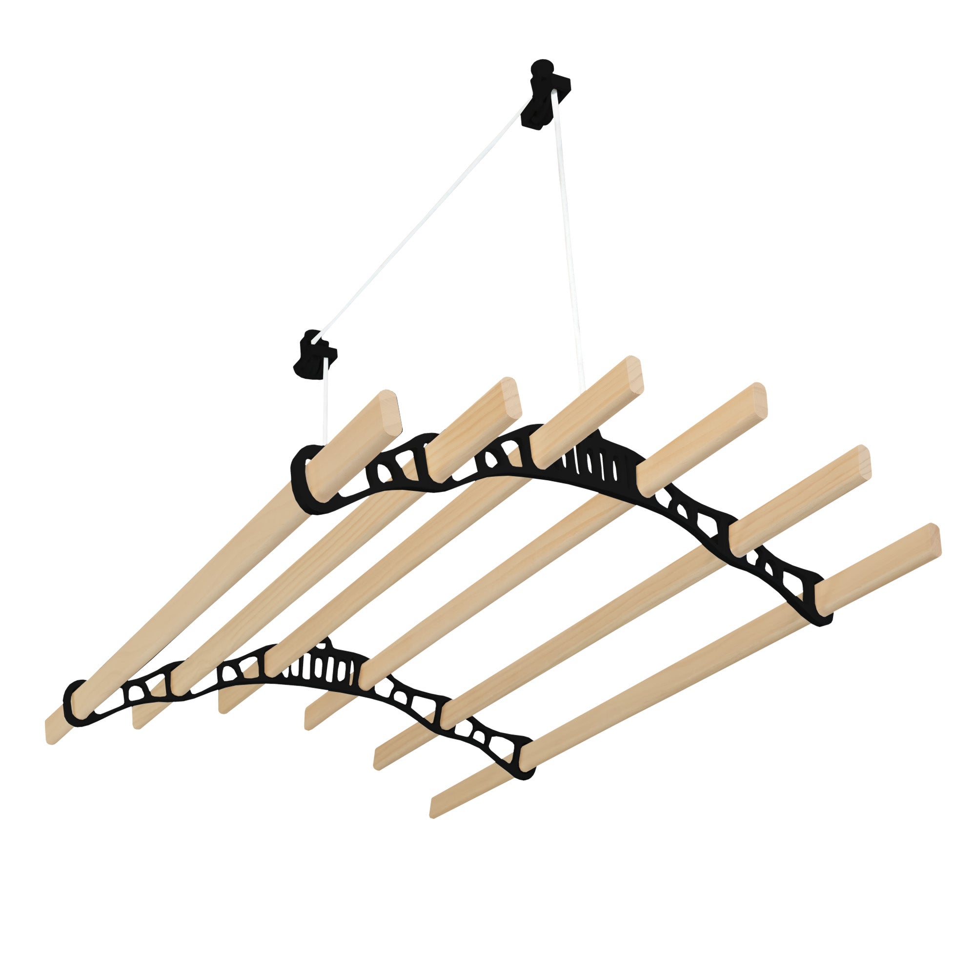 Q-Rax Stendibiancheria Soffitto Puleggia 0,9m 6 Listelli Nero