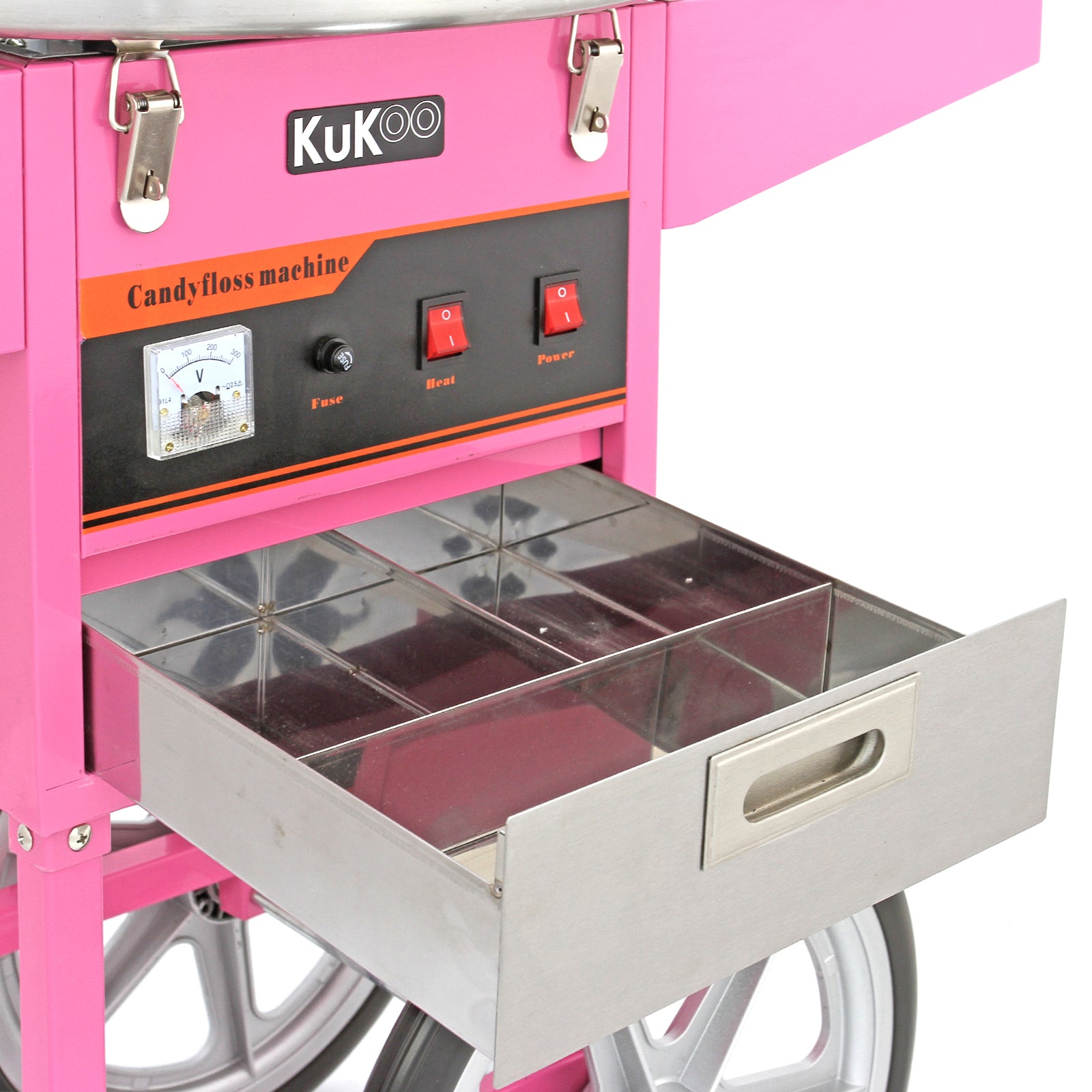 Kukoo Vintage Macchina Zucchero Filato Rosa 50 cm con Carrello