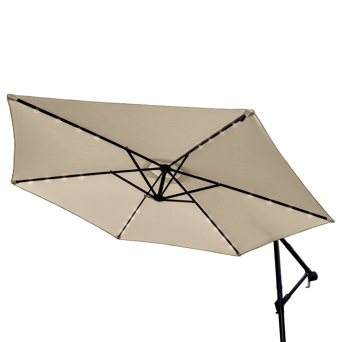 Q-Rax Ombrellone Decentrato 3m LED Beige Base Tonda
