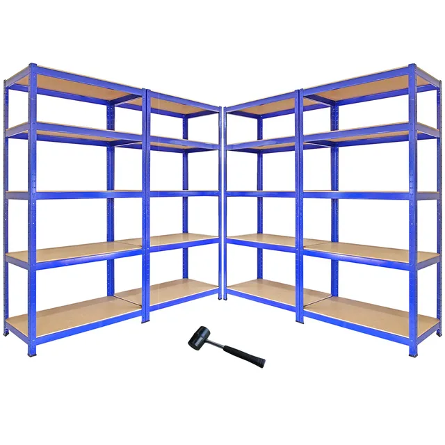 Q-Rax Scaffali Q-Rax Scaffale Garage 90x50x180 Blu 200kg 4 Pezzi Martello