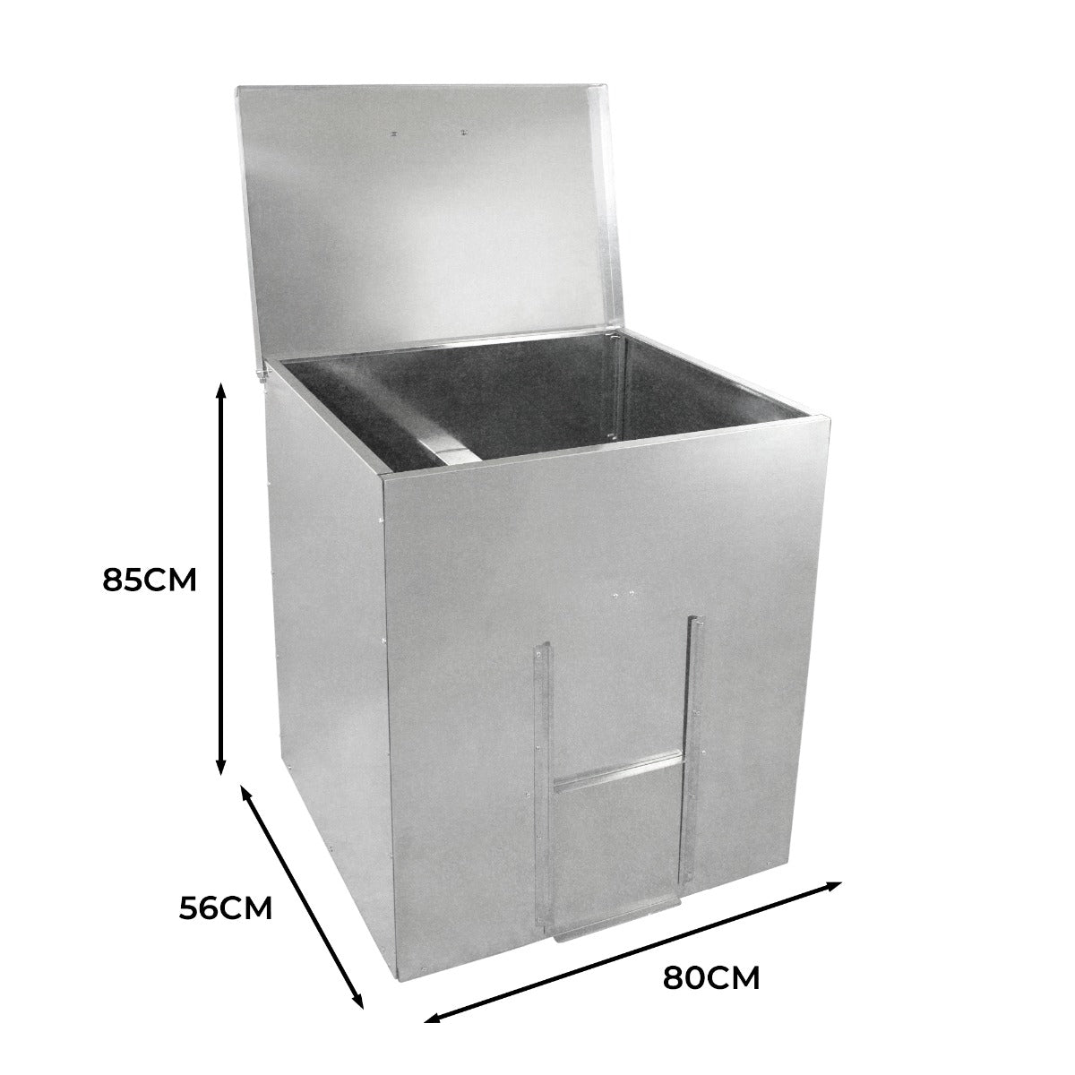 Q-Rax Deposito all'Aperto Bidone Carbone Legna 250 Kg 390 L Zincato