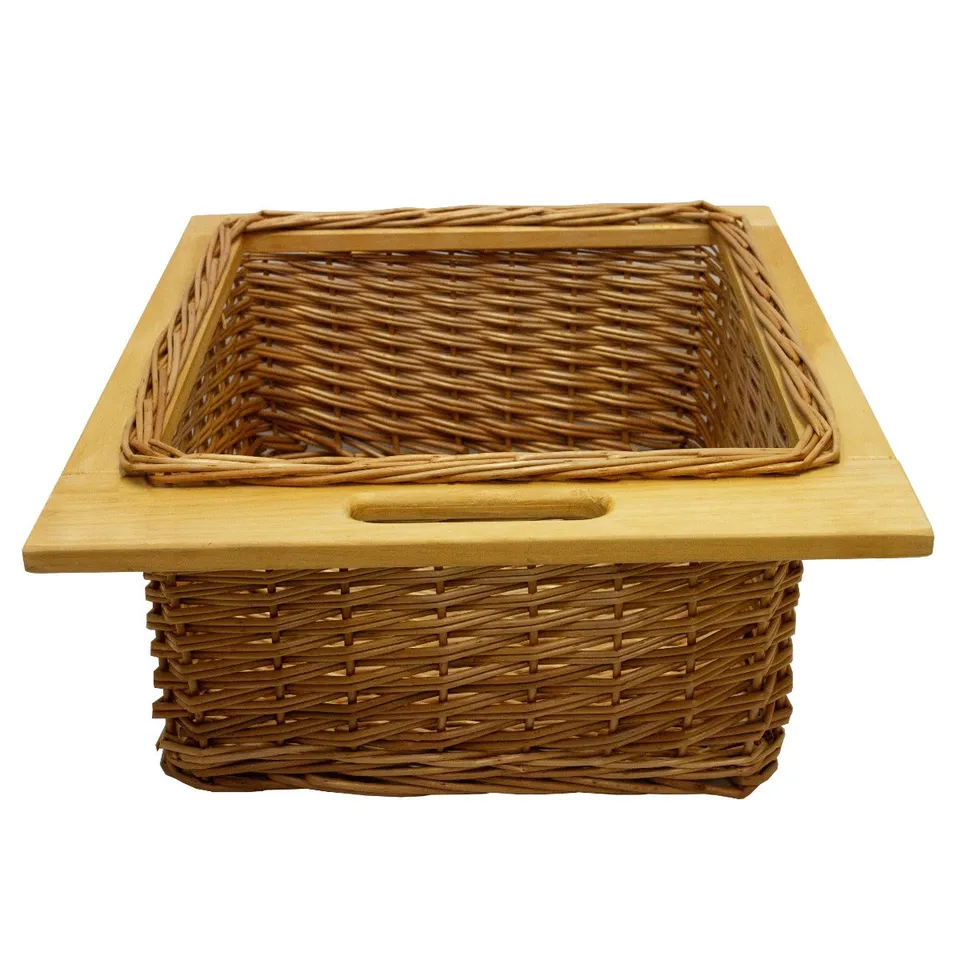 Q-Rax Cestelli Estraibili Cucina Vimini 50cm 1 Cesto 10kg