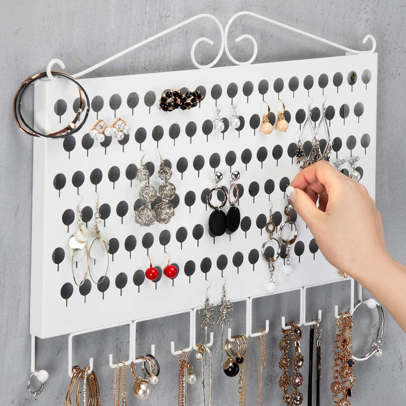 Jackcube Design Makeup Jewelry portagioie parete bianco 117 fori