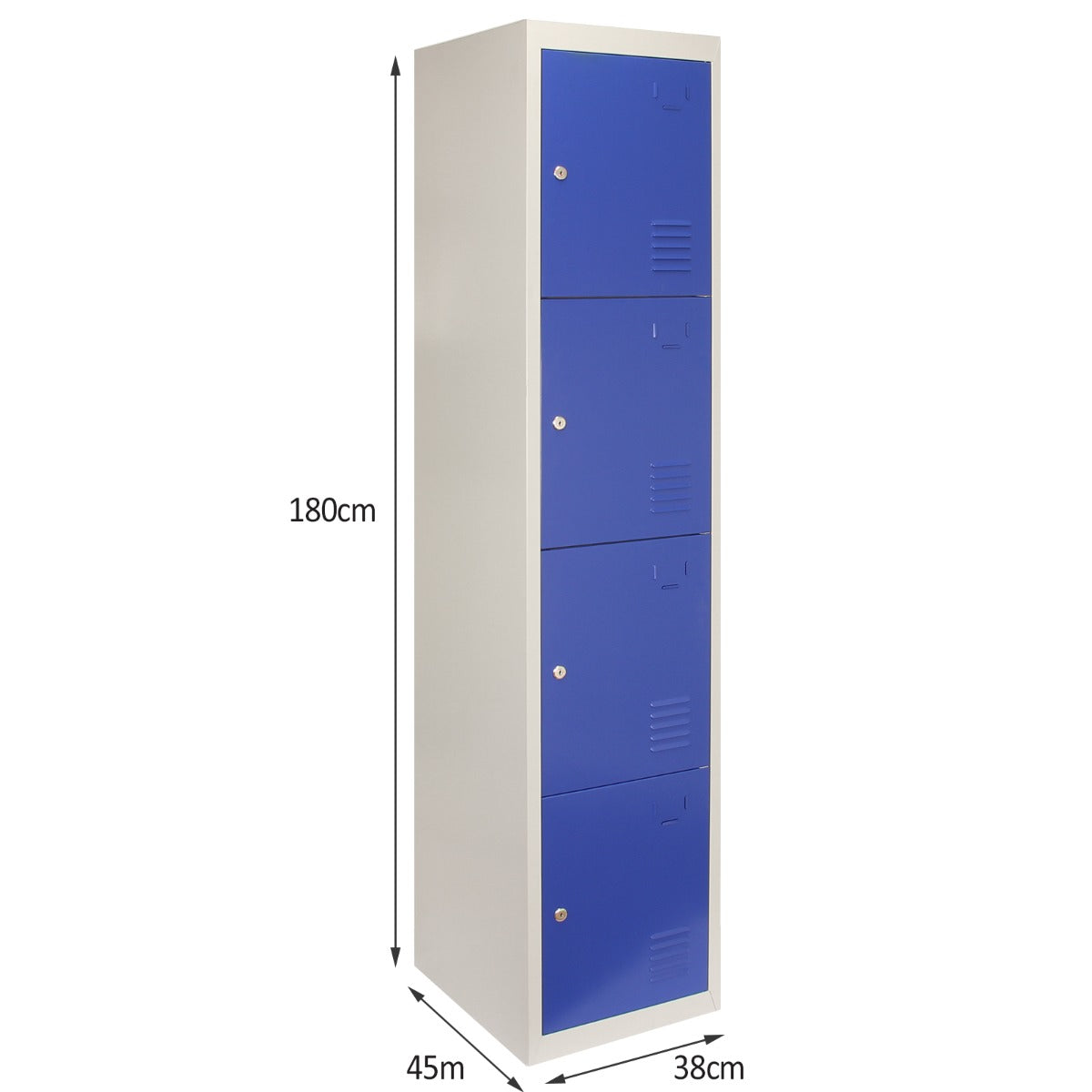 Q-Rax Armadietto 4 Porte Blu Acciaio 180x38x45 cm con Chiavi