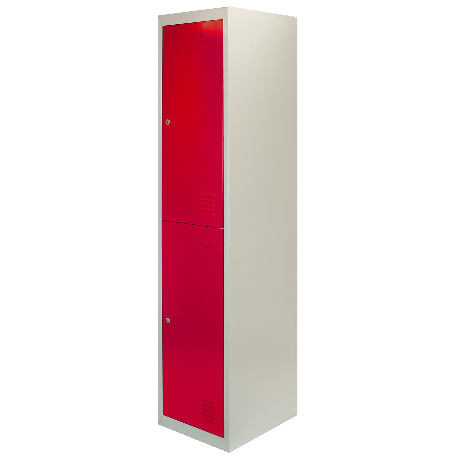 Q-Rax Armadietto Acciaio 180cm 2 Porte Rosse 3 Pezzi con Chiave