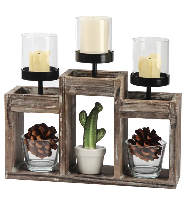 Jackcube Design Wall Décor Portacandele Legno 3 Vetri