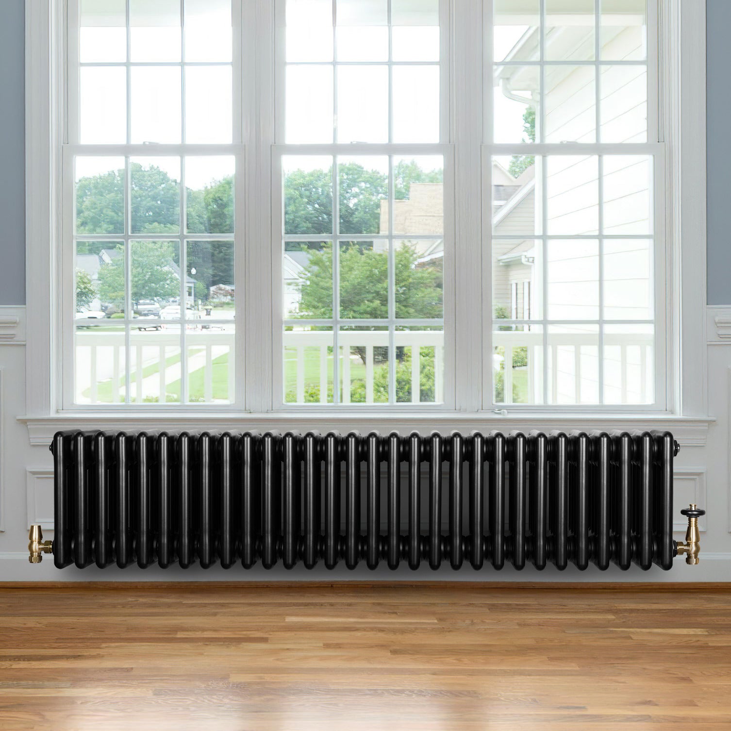 Q-Rax Radiatori Tradizionali 4 Colonne Termosifone Nero 300x1370
