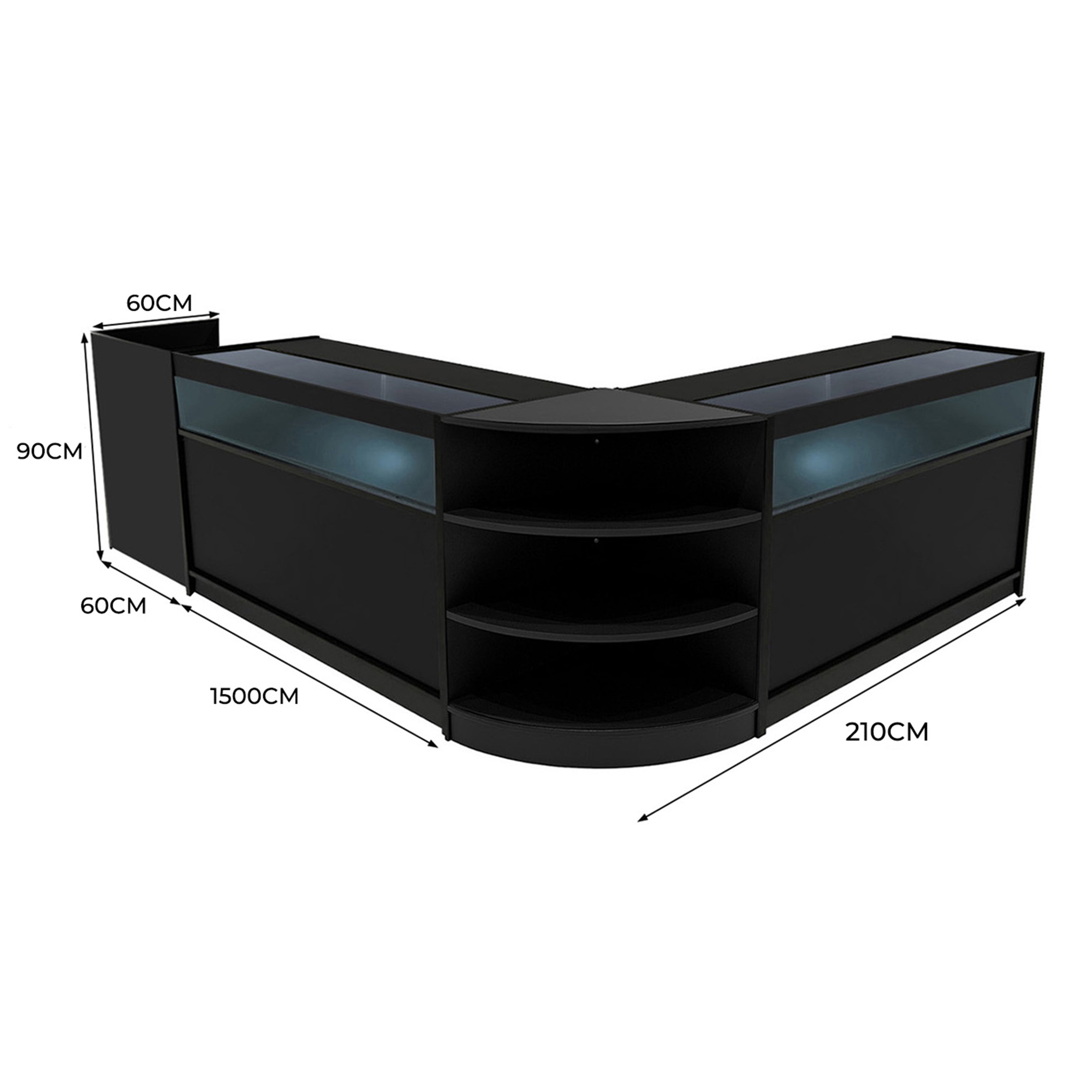 Q-Rax Sagittarius Bancone B1500 LM60 TB60 LED Nero 4 pz