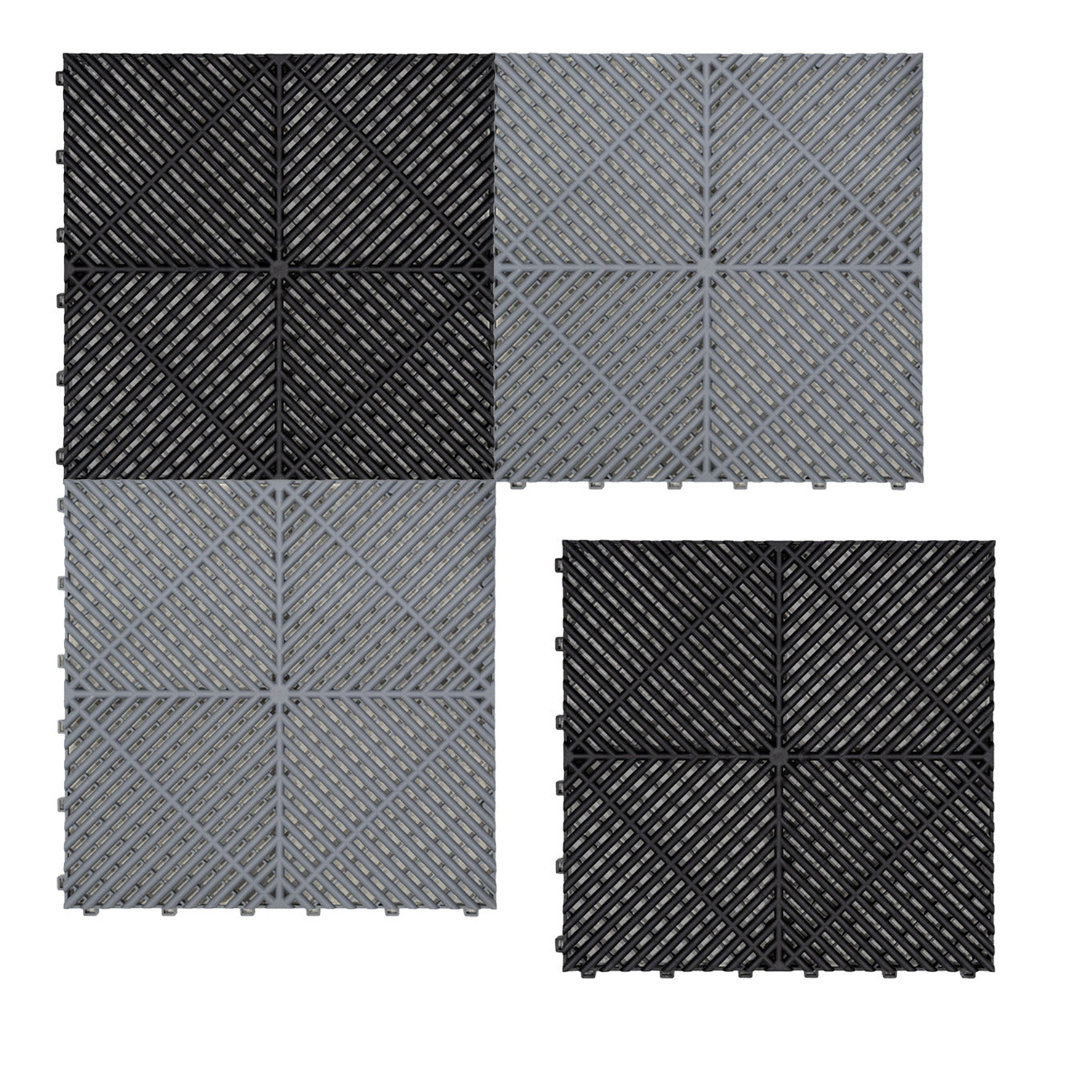 Q-Rax Piastrelle Ventilate 6x6 Pavimento Garage Nero Grigio 240 Pezzi