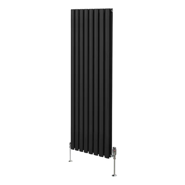 Q-Rax Radiatore Colonna Ovale Nero 1600x480 Valvole TRV
