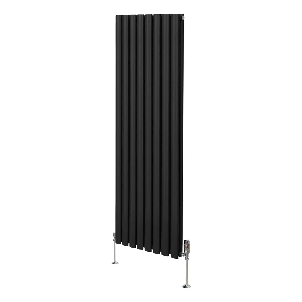 Q-Rax Radiatore Colonna Ovale Nero 1600x480 Valvole TRV