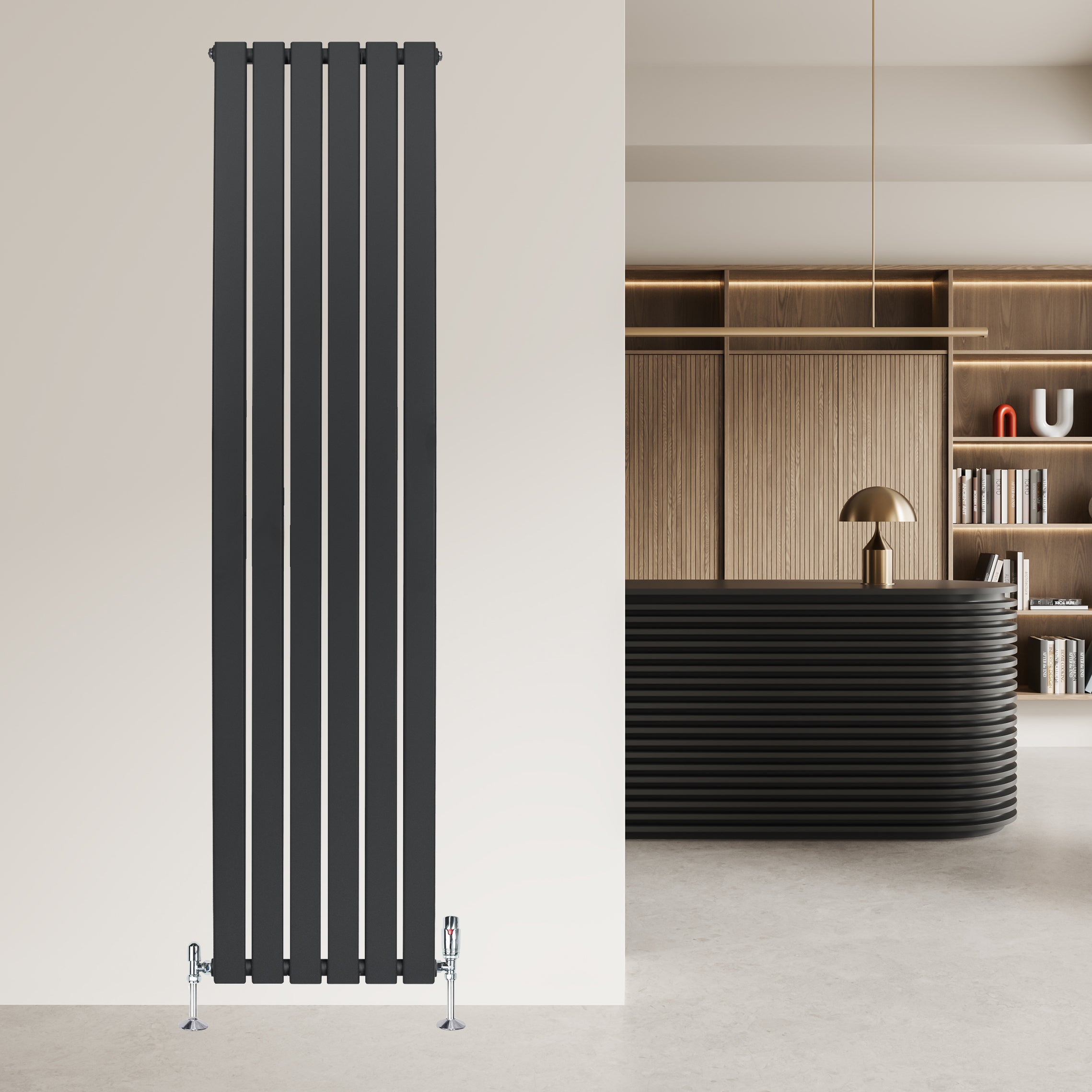 Q-Rax Radiatore Piatto Monocolonna 1800x420 Antracite Valvole