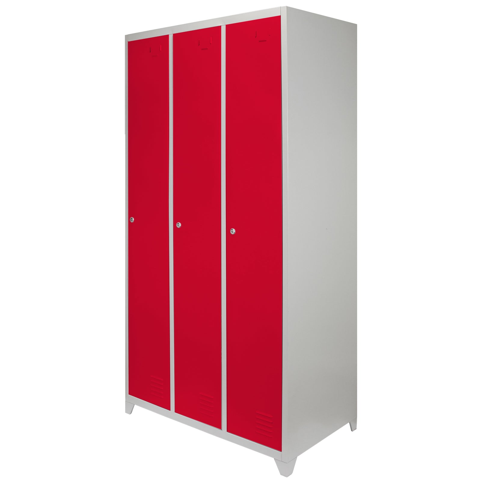 Q-Rax Armadietto 3 Porte 180x90x50 cm Acciaio Rosso Grigio