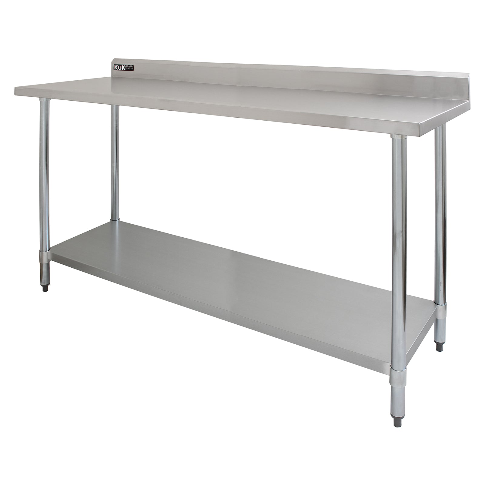 Q-Rax Tavolo Inox Cucina 180x60x90cm con Alzatina