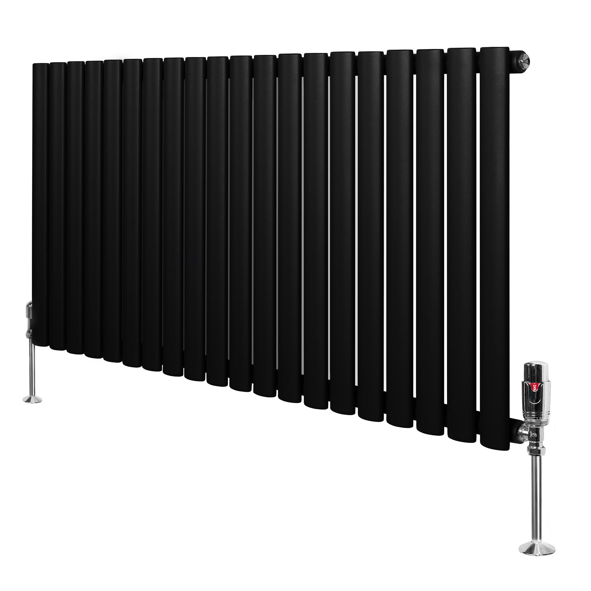 Q-Rax Radiatore Colonna Ovale 600x1200mm Nero con Valvole