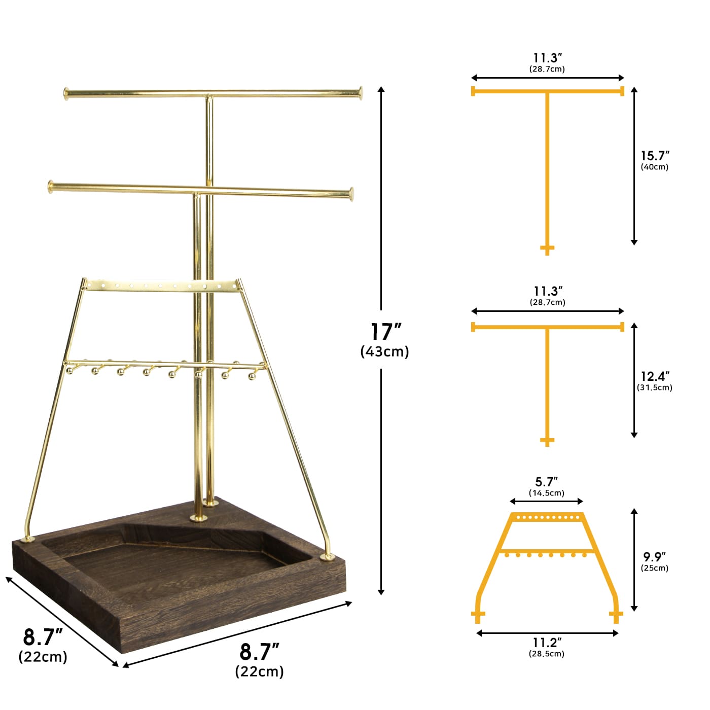 Jackcube Design Makeup Portagioie Albero Oro 3 Piani