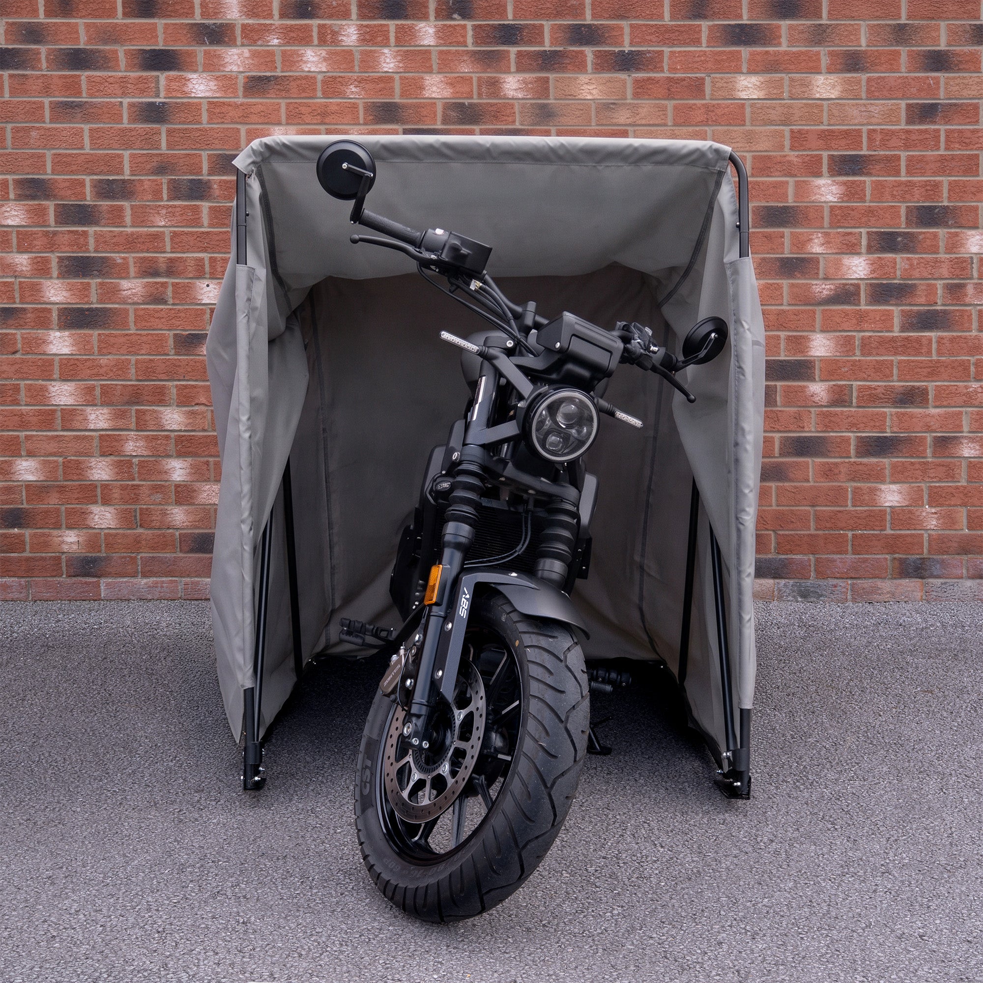 Q-Rax Mobili da Esterno Tenda Moto Media Grigia Oxford 600D