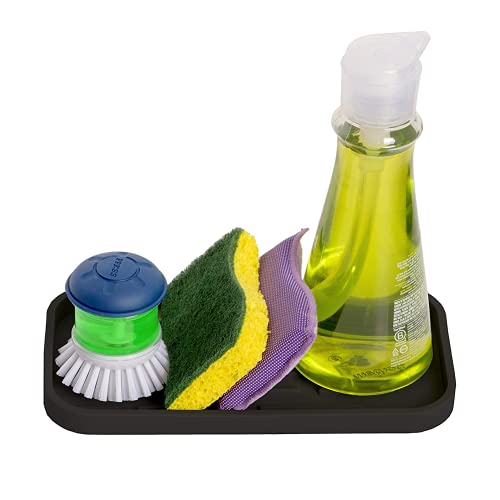HGYZE Porta Spugna e Scolapiatti Tappetino Silicone Nero 25,5x14