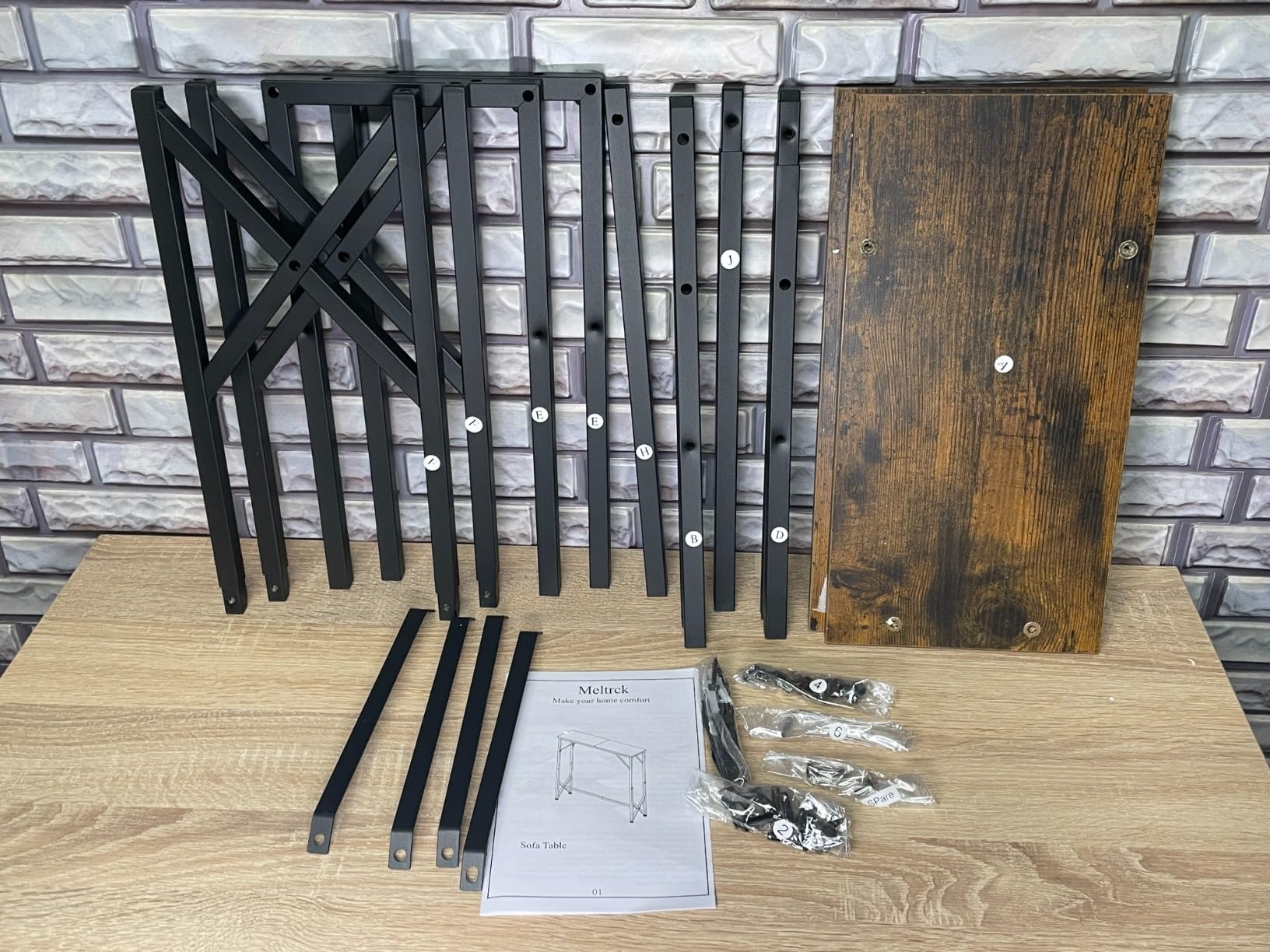 Meltrck Tavolo Consolle Vintage 80x20x80 Legno Metallo Sottile