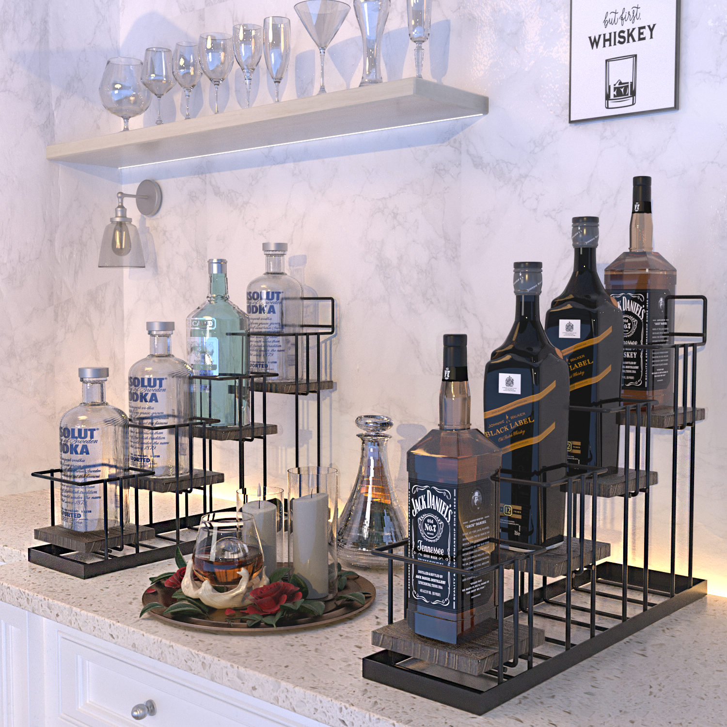 Jackcube Design Kitchen portabottiglie 4 livelli 4 bottiglie legno