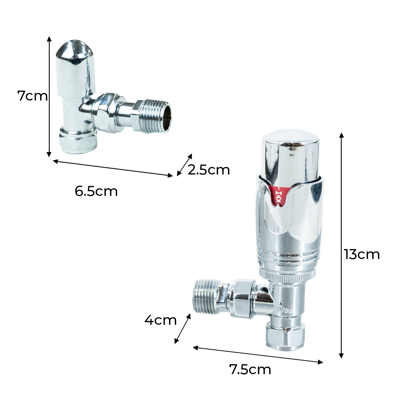 Q-Rax Valvole Termostatiche Cromate per Radiatori Ottone 1/2"