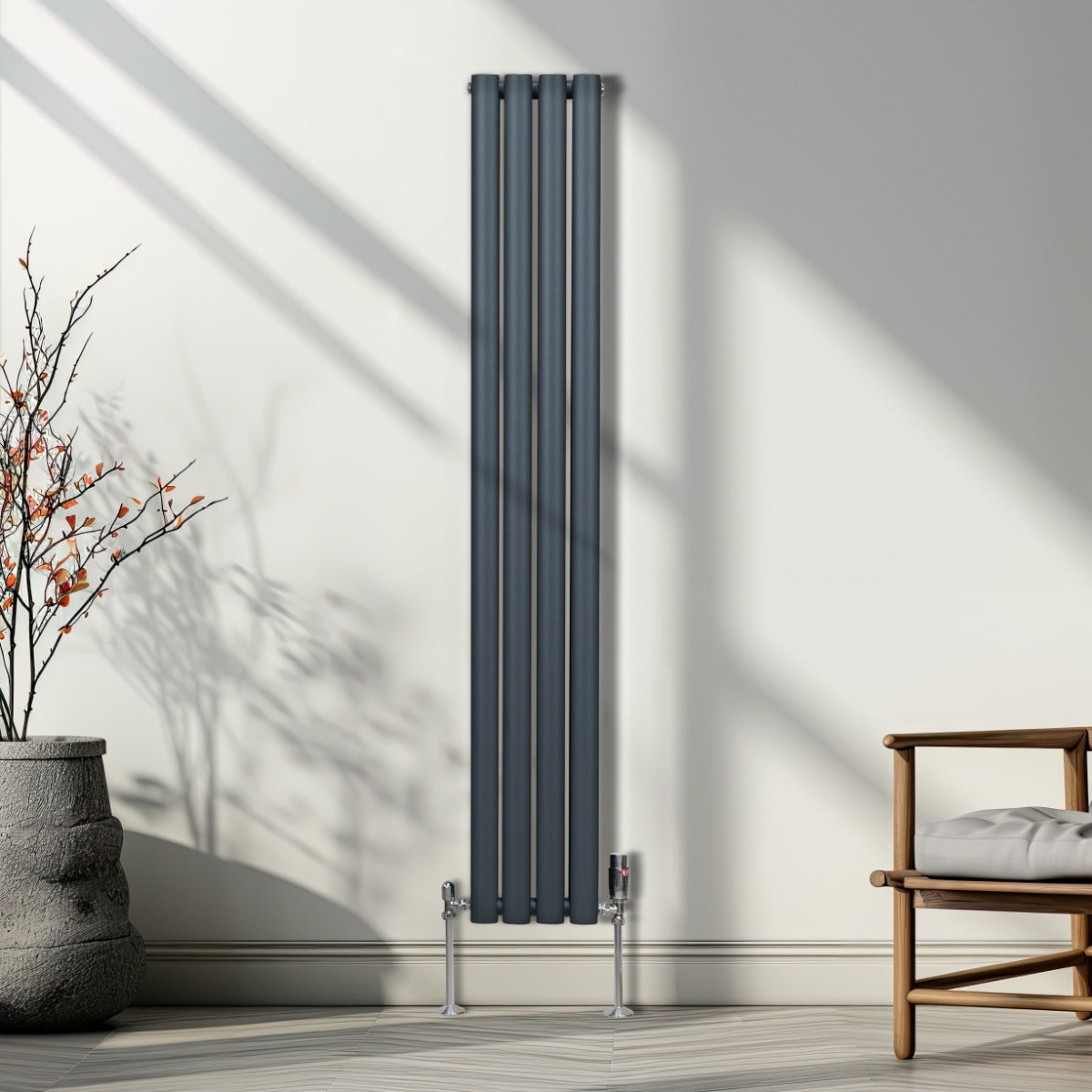 Q-Rax Radiatore Colonna Ovale 1600x240 Antracite con TRV