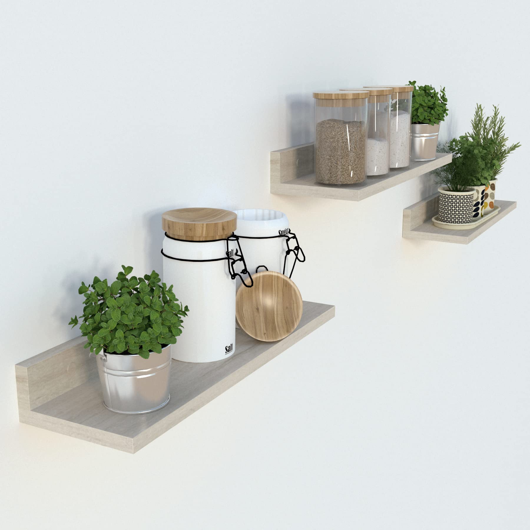 Henor Mensole set 3 mensole legno 55 cm quercia stel