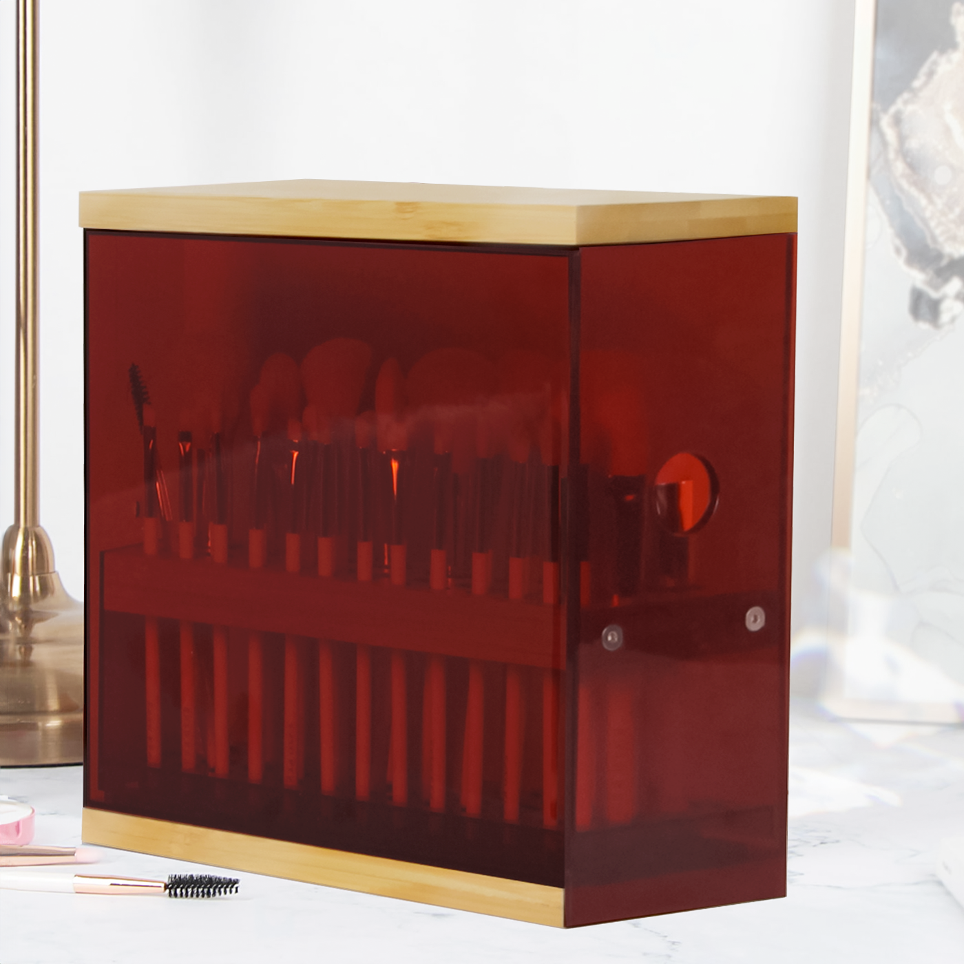 Jackcube Design portapennelli bamboo 29 fori marrone trasparente