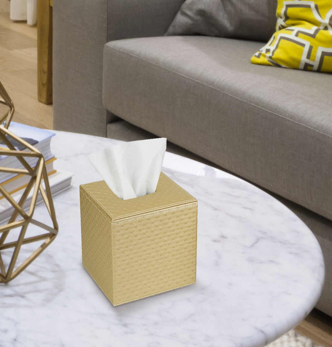 Jackcube Design Living Room set 2 copri box fazzoletti oro ecopelle