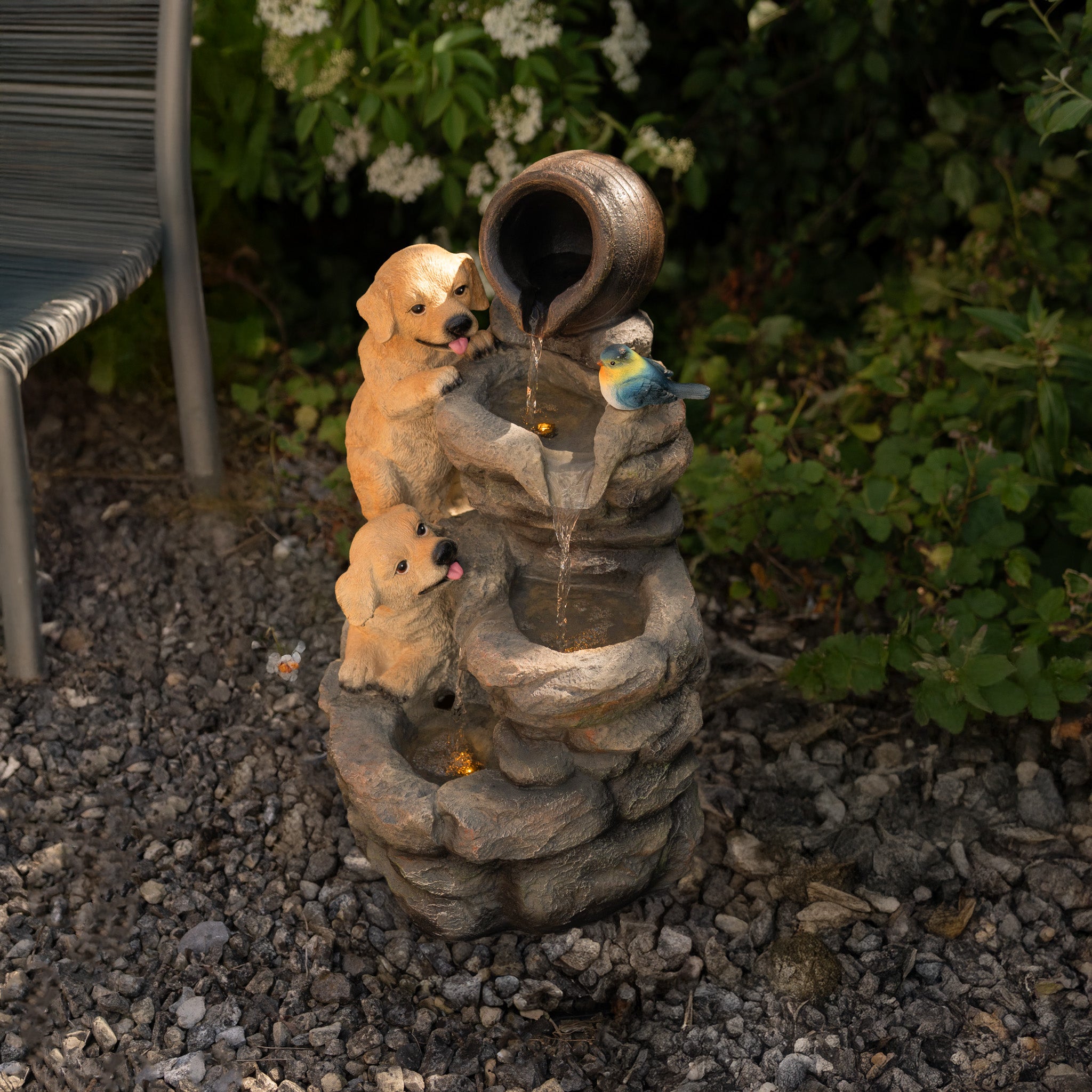 Q-Rax Canine Creek Fontana Elettrica Cuccioli LED Giardino
