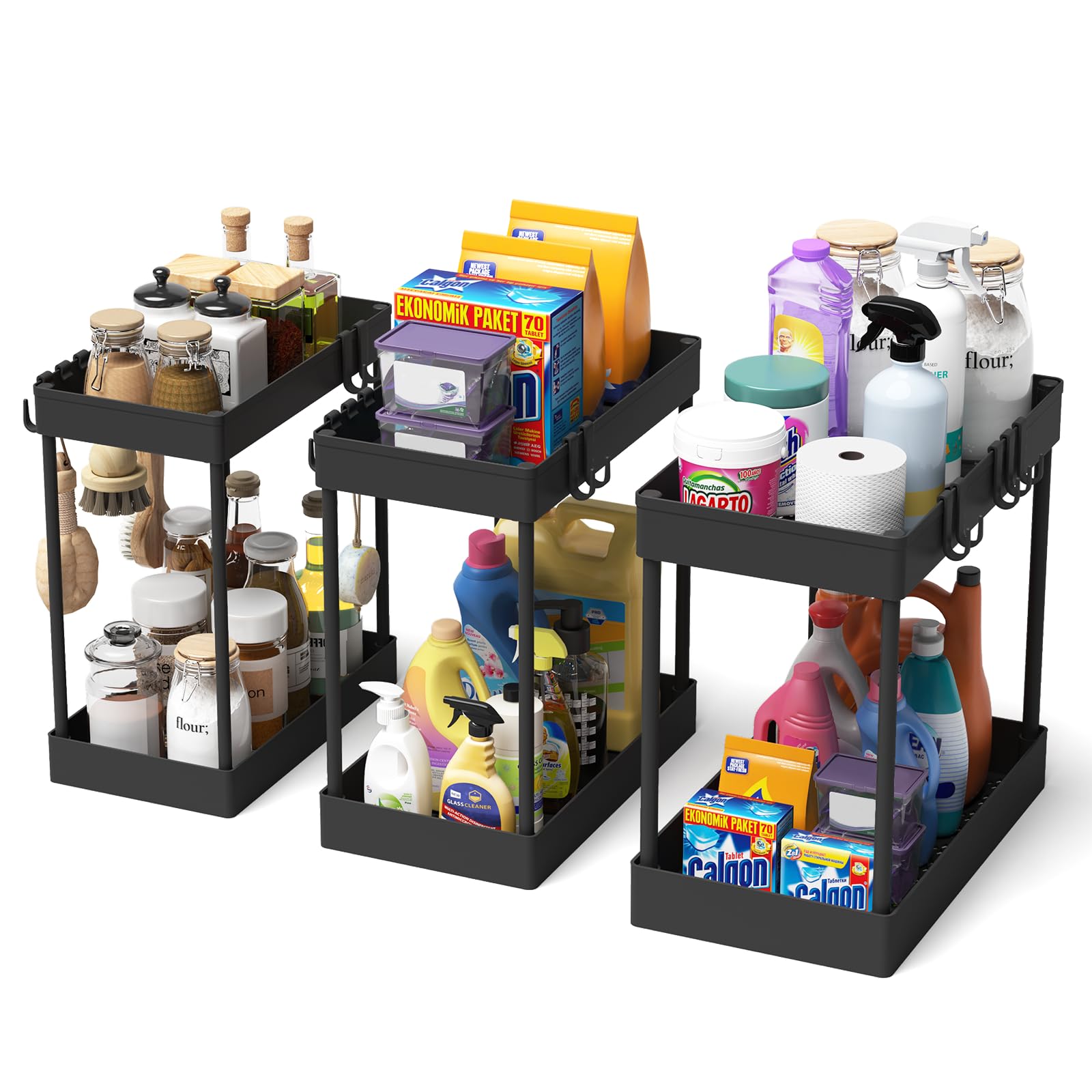 Meltrck Organizer Sottolavello 2 Livelli Nero Estraibile con Ganci