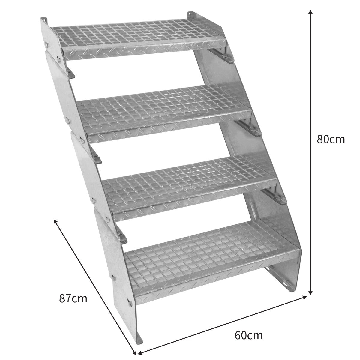 Q-Rax Scala Zincata Regolabile 4 Gradini Acciaio Larghezza 600 mm