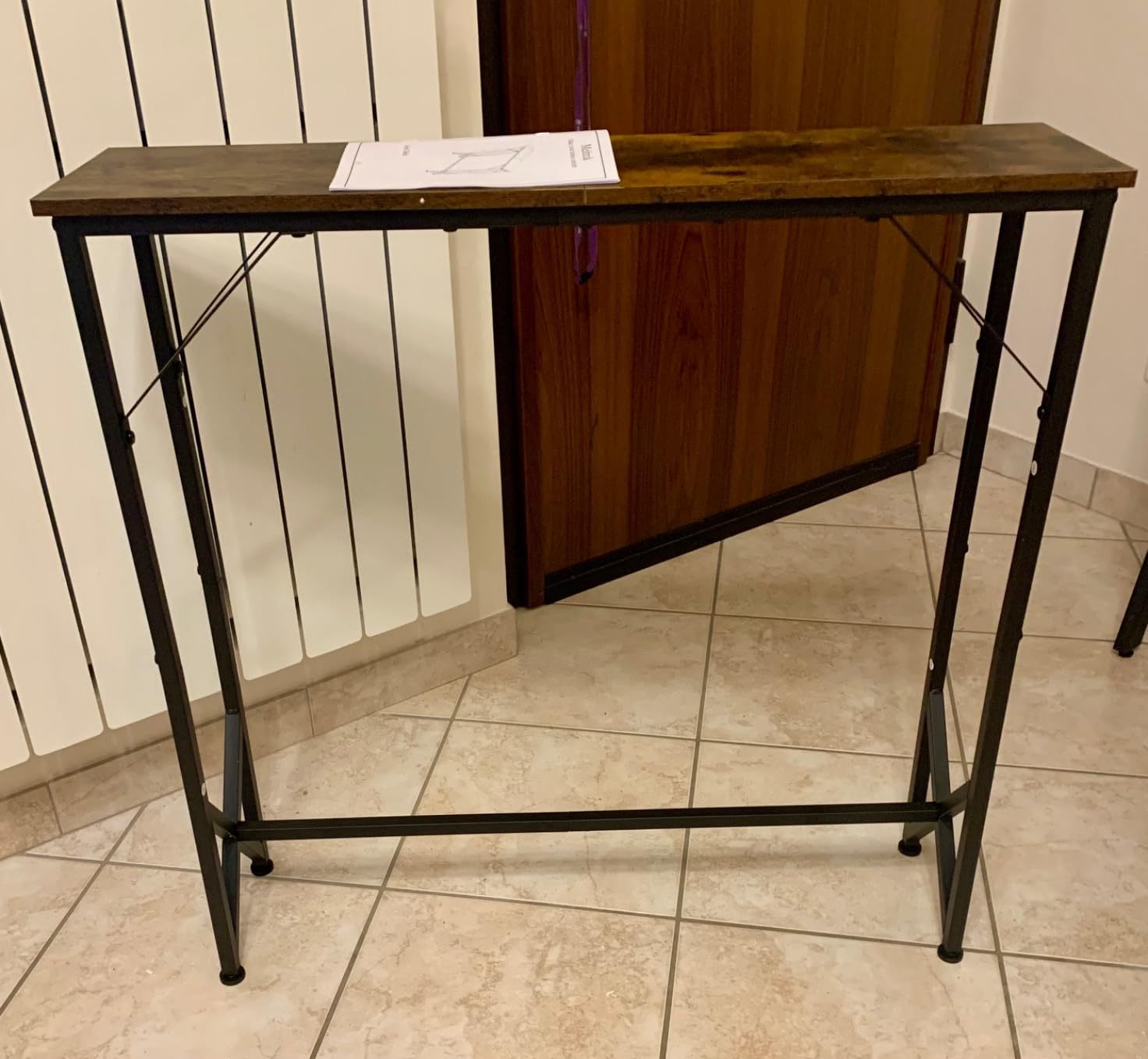 Meltrck Tavolo Consolle Vintage 80x20x80 Legno Metallo Sottile