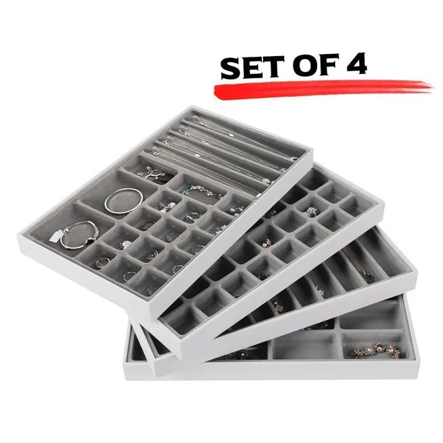 Jackcube Design Vassoio Portagioie Pelle Bianca Set 4 Pz