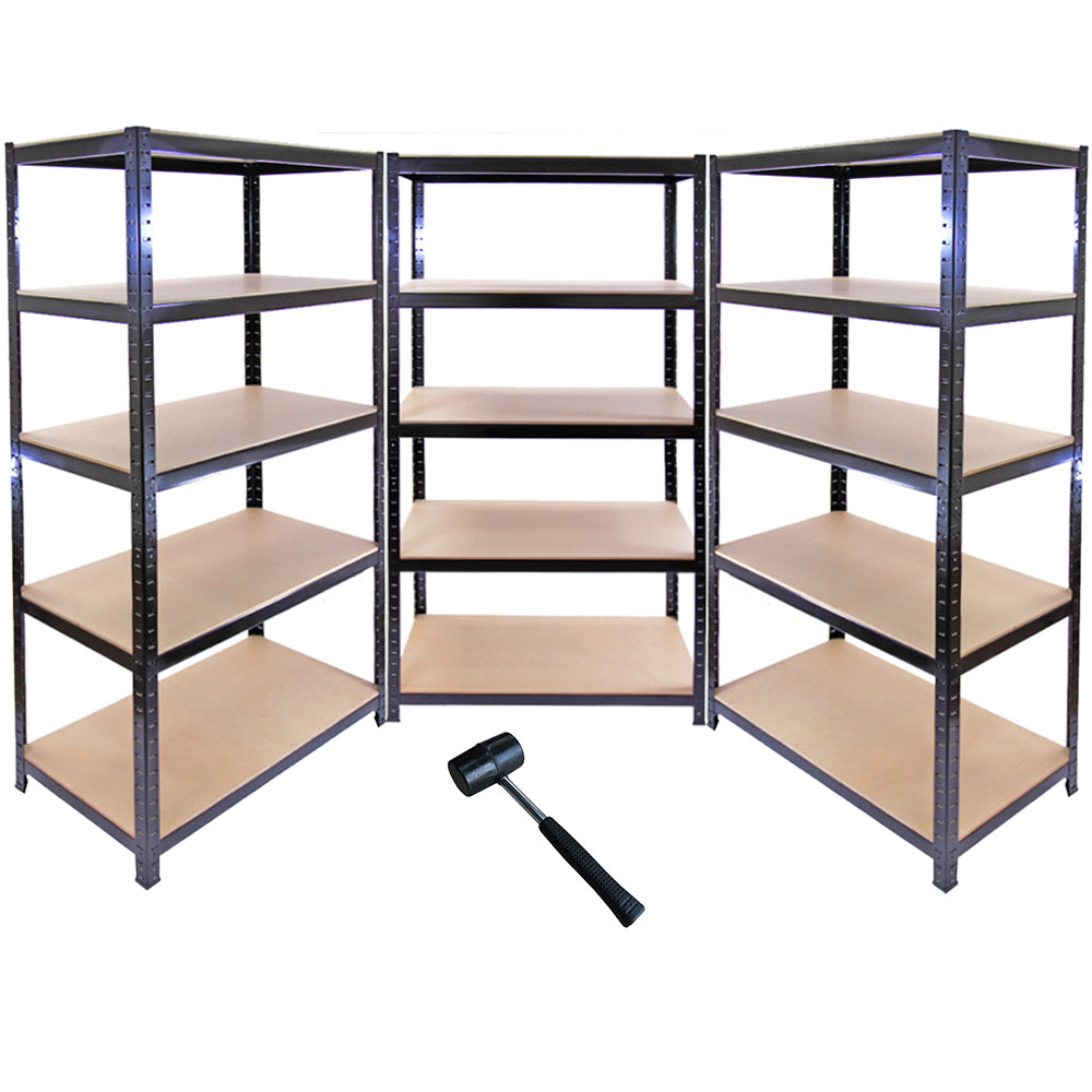 Q-Rax T-Rax Scaffale Acciaio Nero 90cm Set 3 Pezzi 280kg