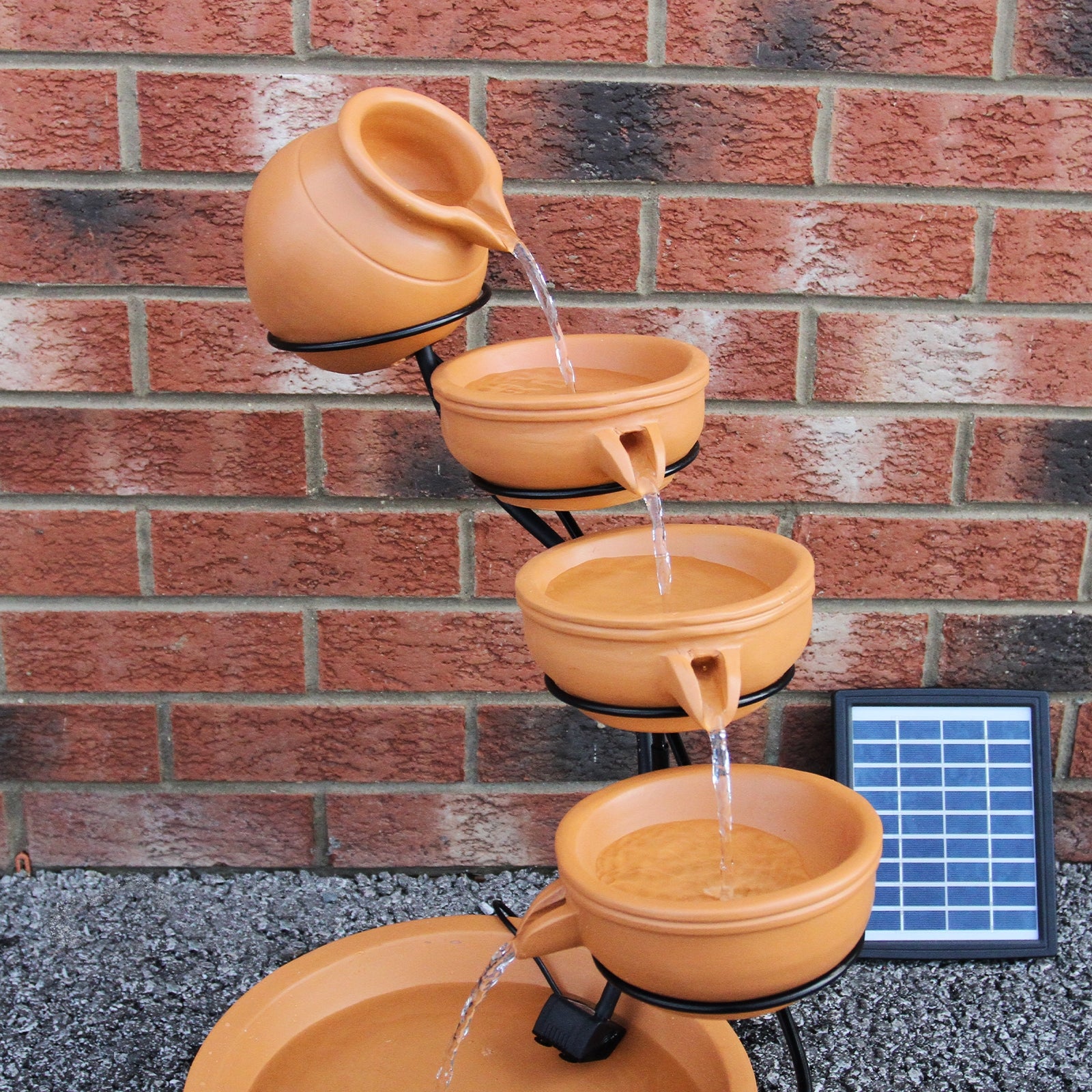 Q-Rax Fontana Solare a Cascata Terracotta 56cm