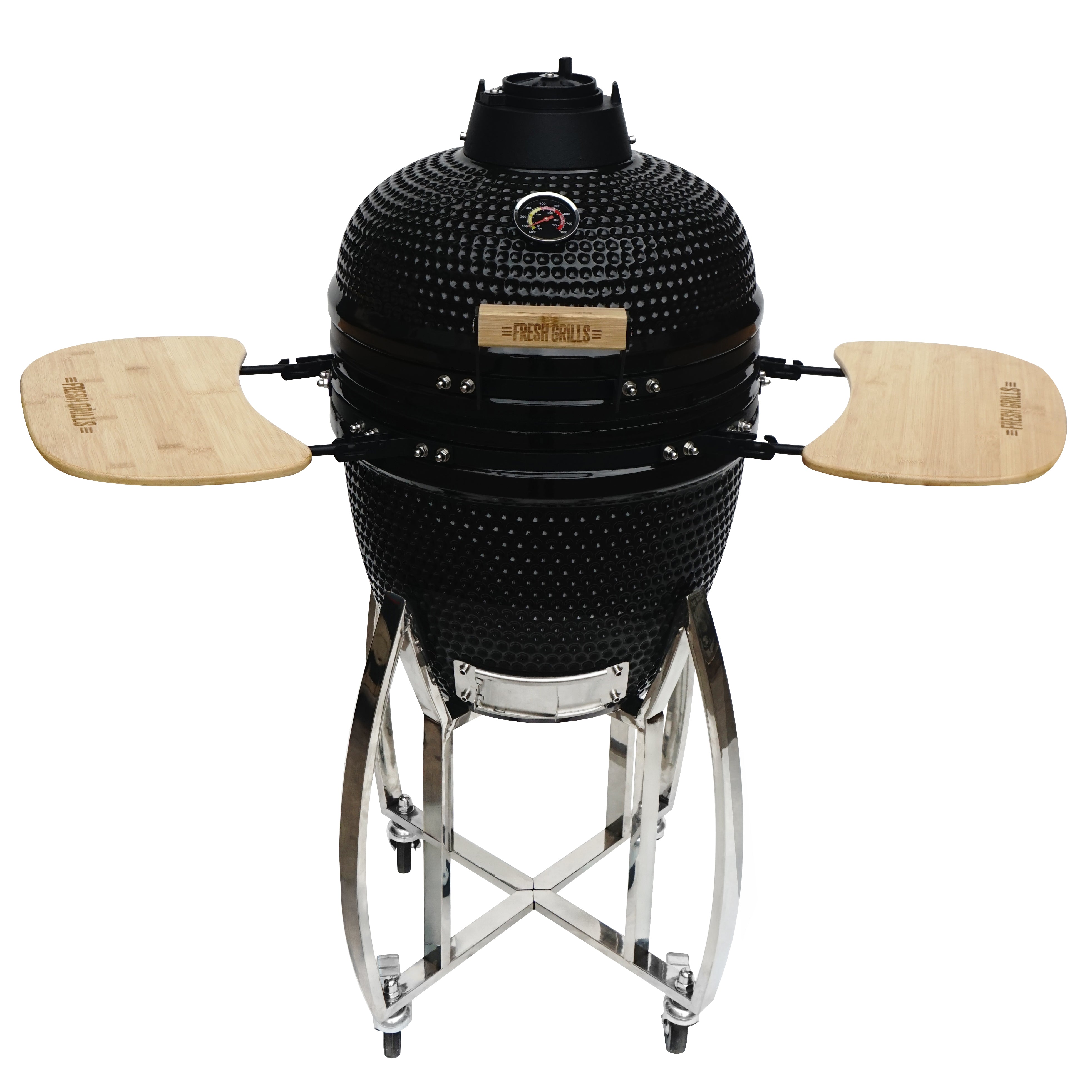 Q-Rax Kamado BBQ Grill 18" 46cm Barbecue Ceramica Nero