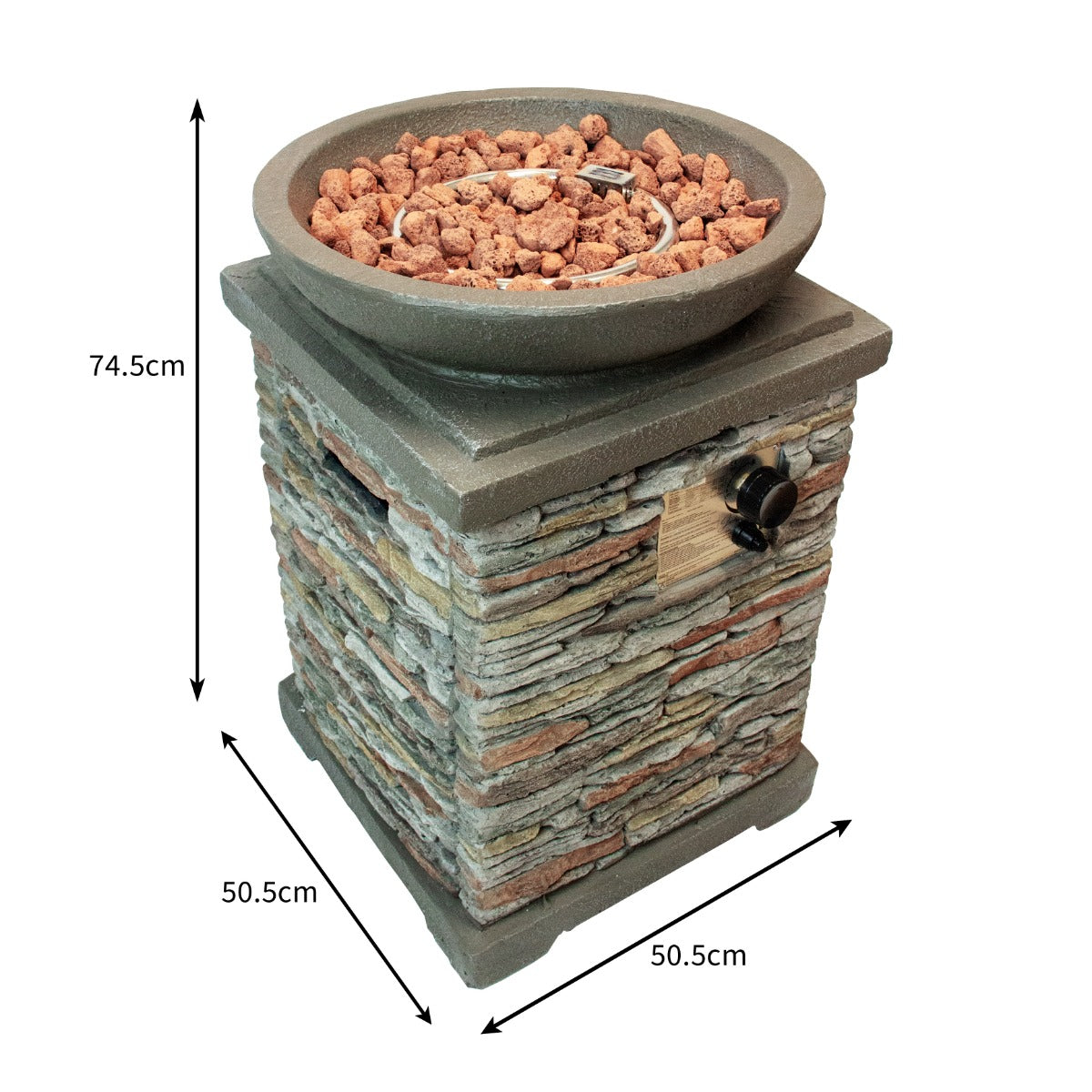 Q-Rax Braciere Gas Pietra 46 cm 12 kW con Rocce