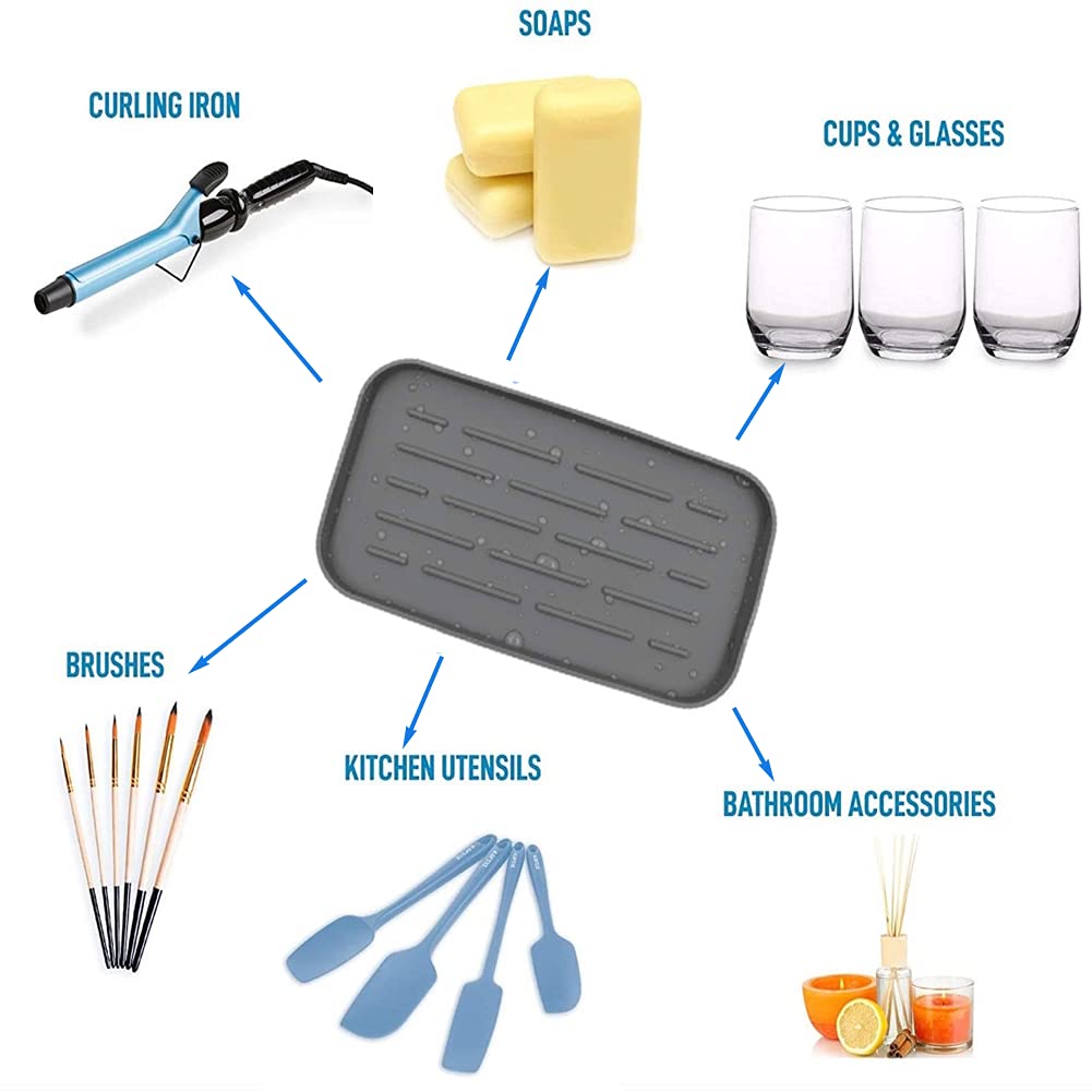 HGYZE Porta Spugna e Scolapiatti Tappetino Silicone Grigio 25,5