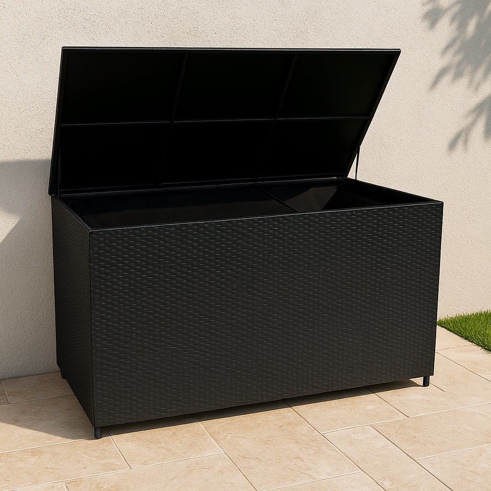 Q-Rax Baule Rattan Nero 700L Contenitore Esterno Impermeabile