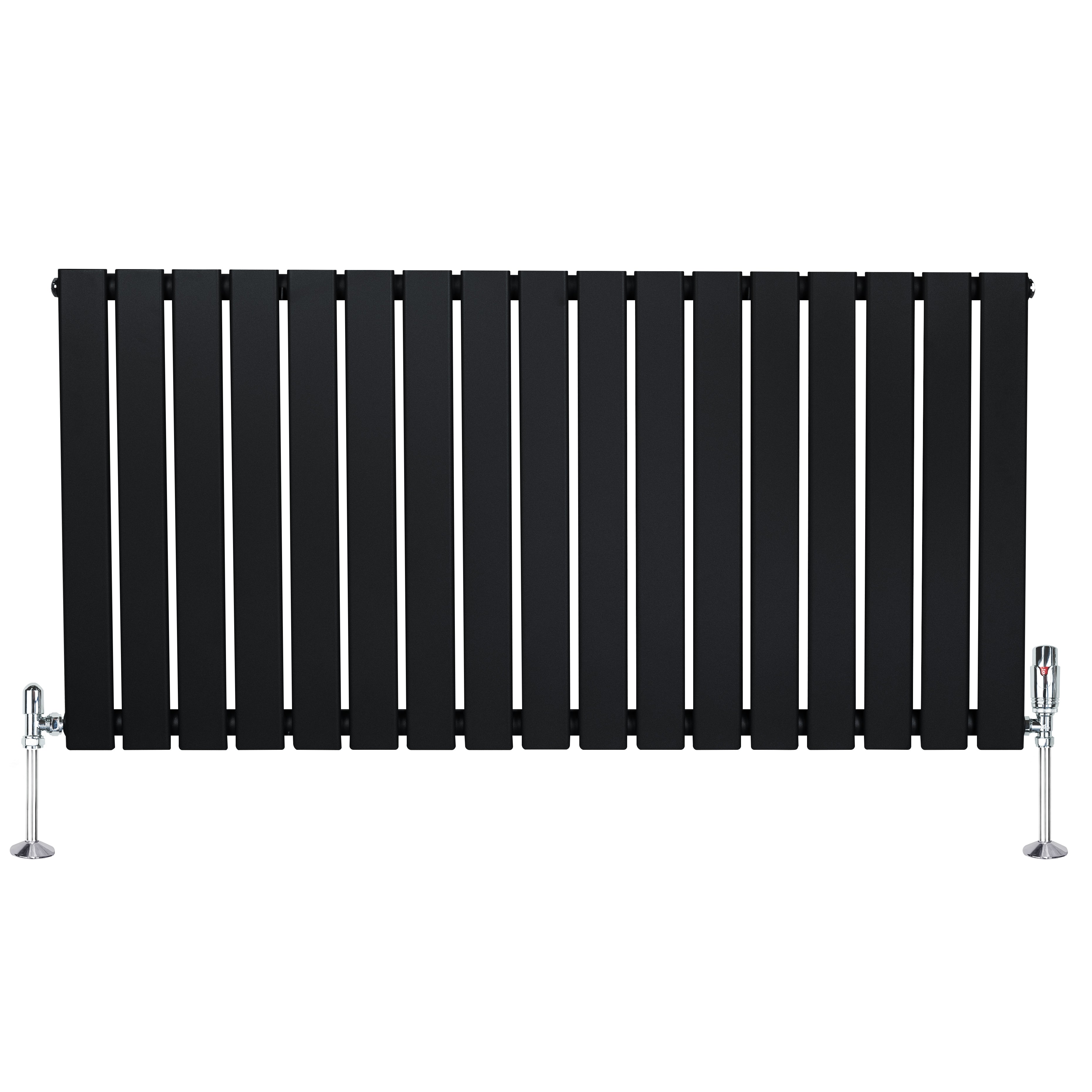Q-Rax Radiatore Piatto Monocolonna 600x1190 mm Nero Valvole