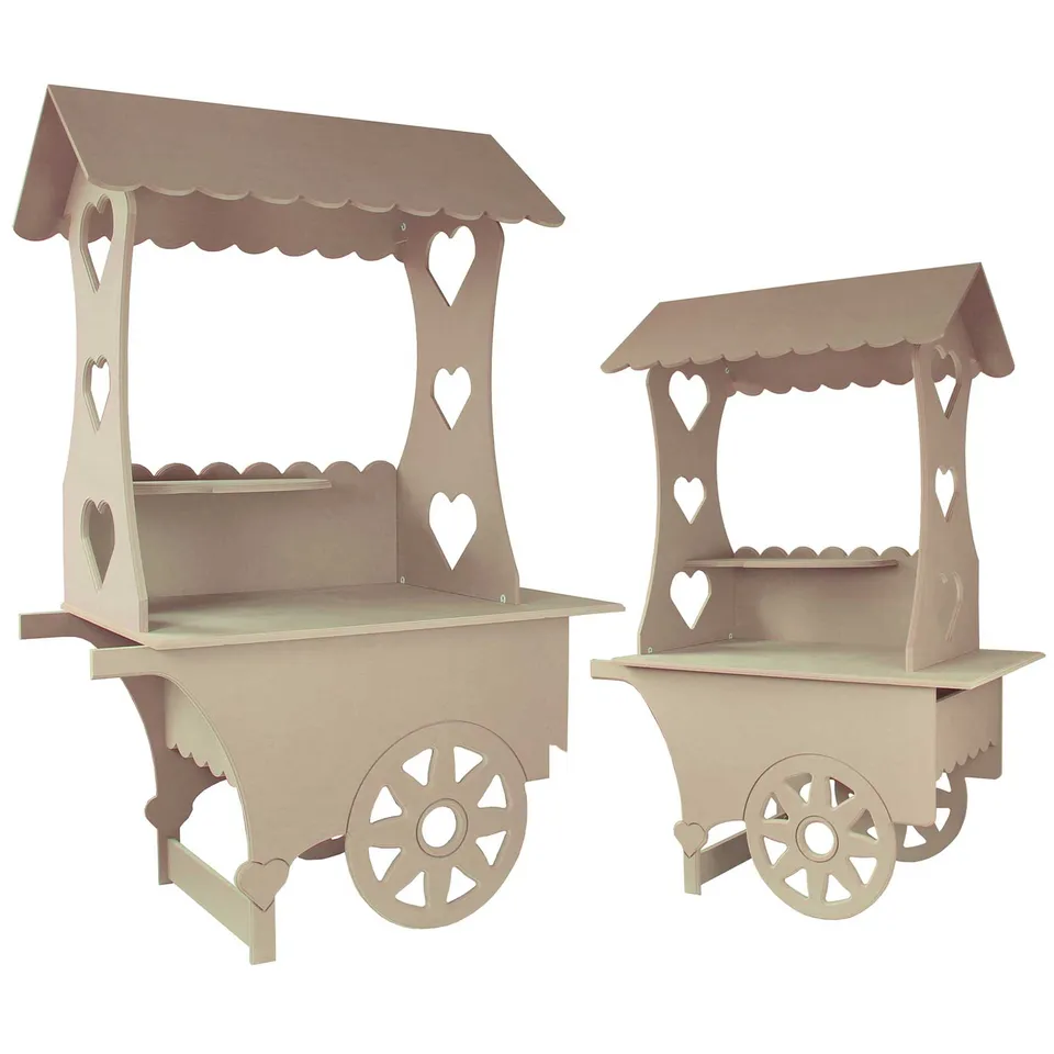 Q-Rax Set 2 Carretti Dolci MDF Legno Matrimonio Feste