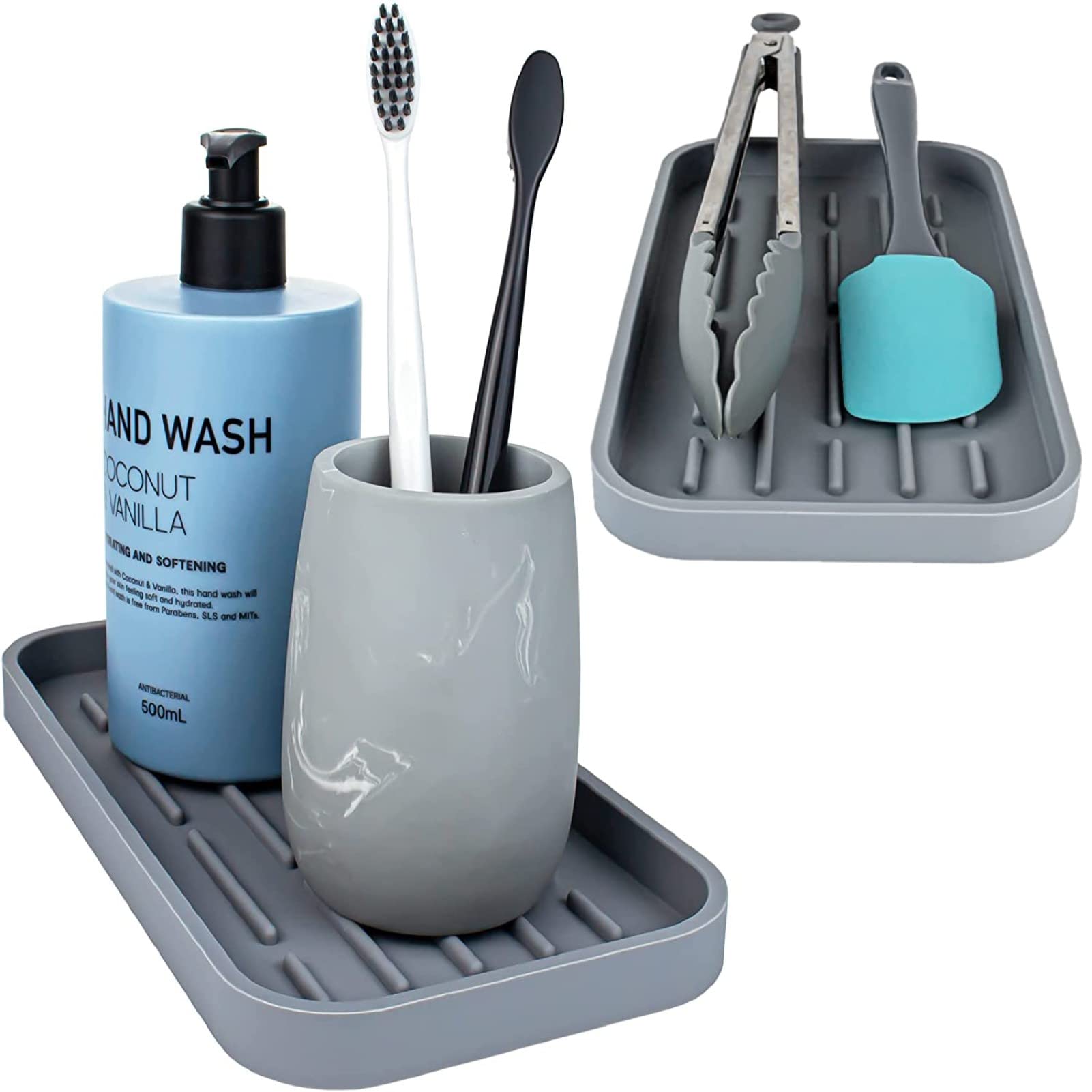 HGYZE Porta Spugna e Scolapiatti Tappetino Silicone Grigio 25,5