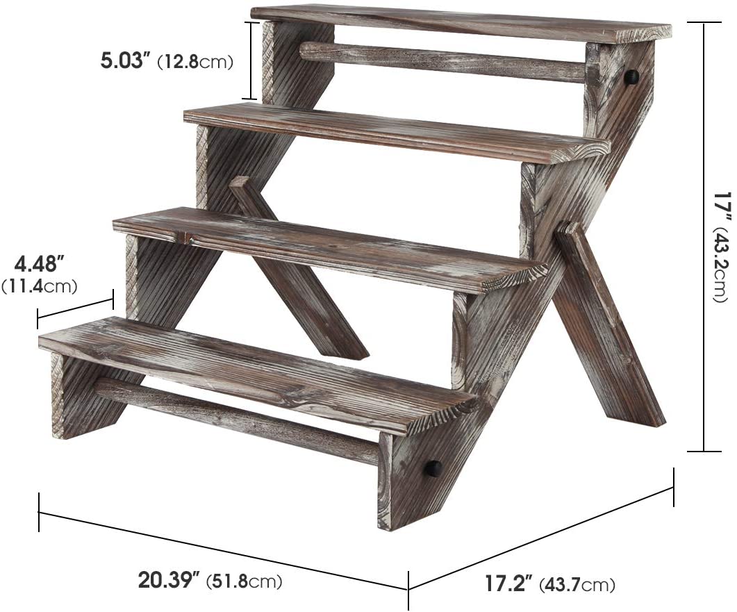 Jackcube Design Display espositore 4 ripiani legno rustico bianco