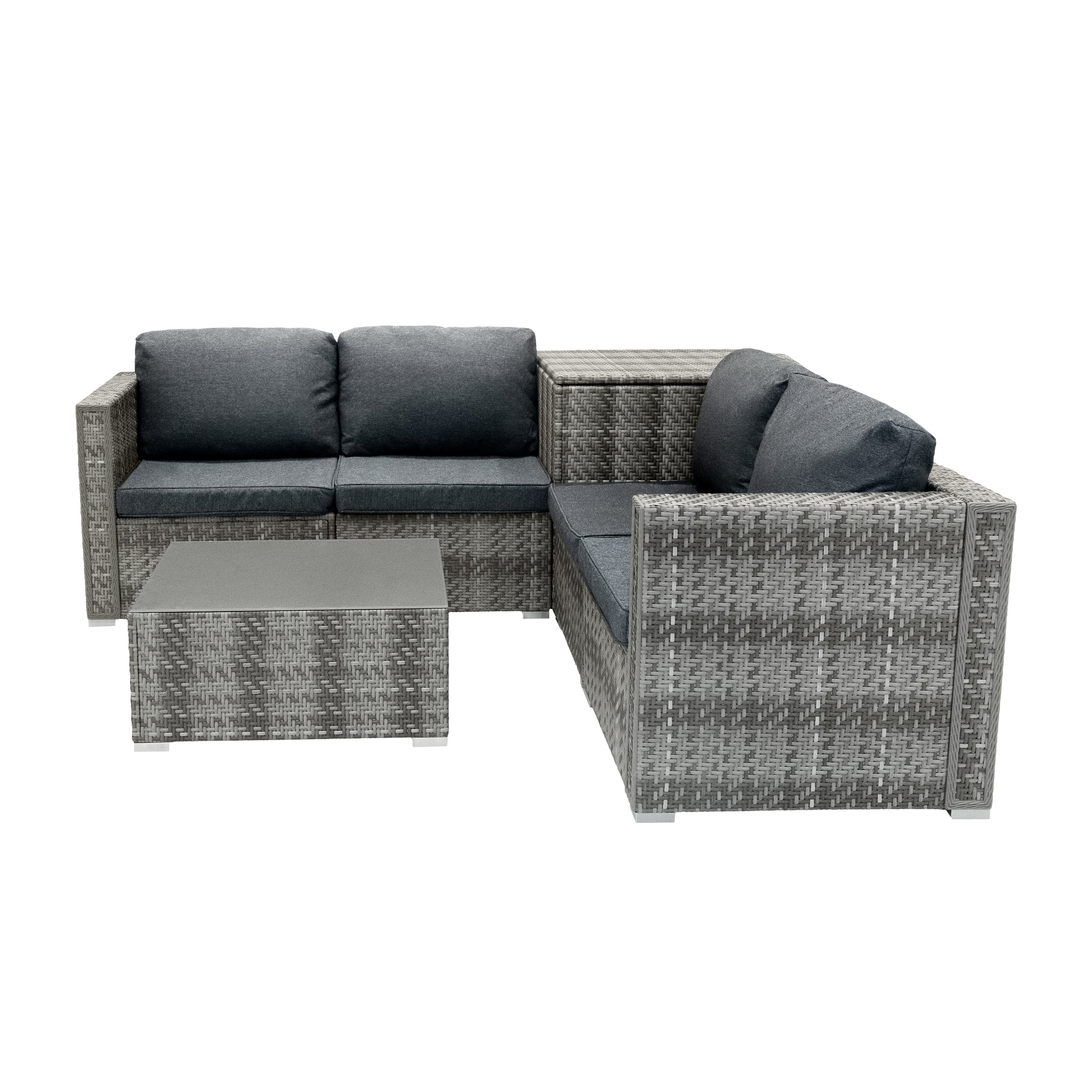 Q-Rax Mobili Esterno Set Giardino 6 Pezzi Rattan Grigio Baule