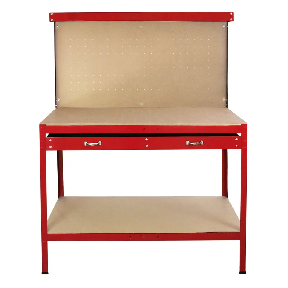 Q-Rax Banchi da Lavoro 120cm banco rosso con cassetto