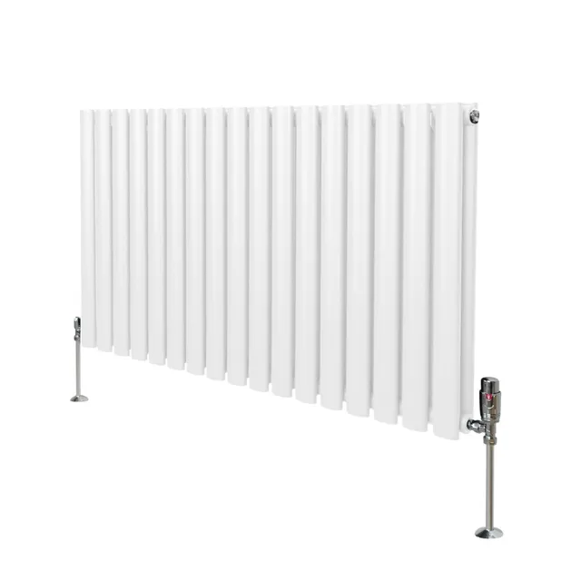Q-Rax Radiatori Tradizionali Ovale 600x1020mm Bianco con Valvole TRV