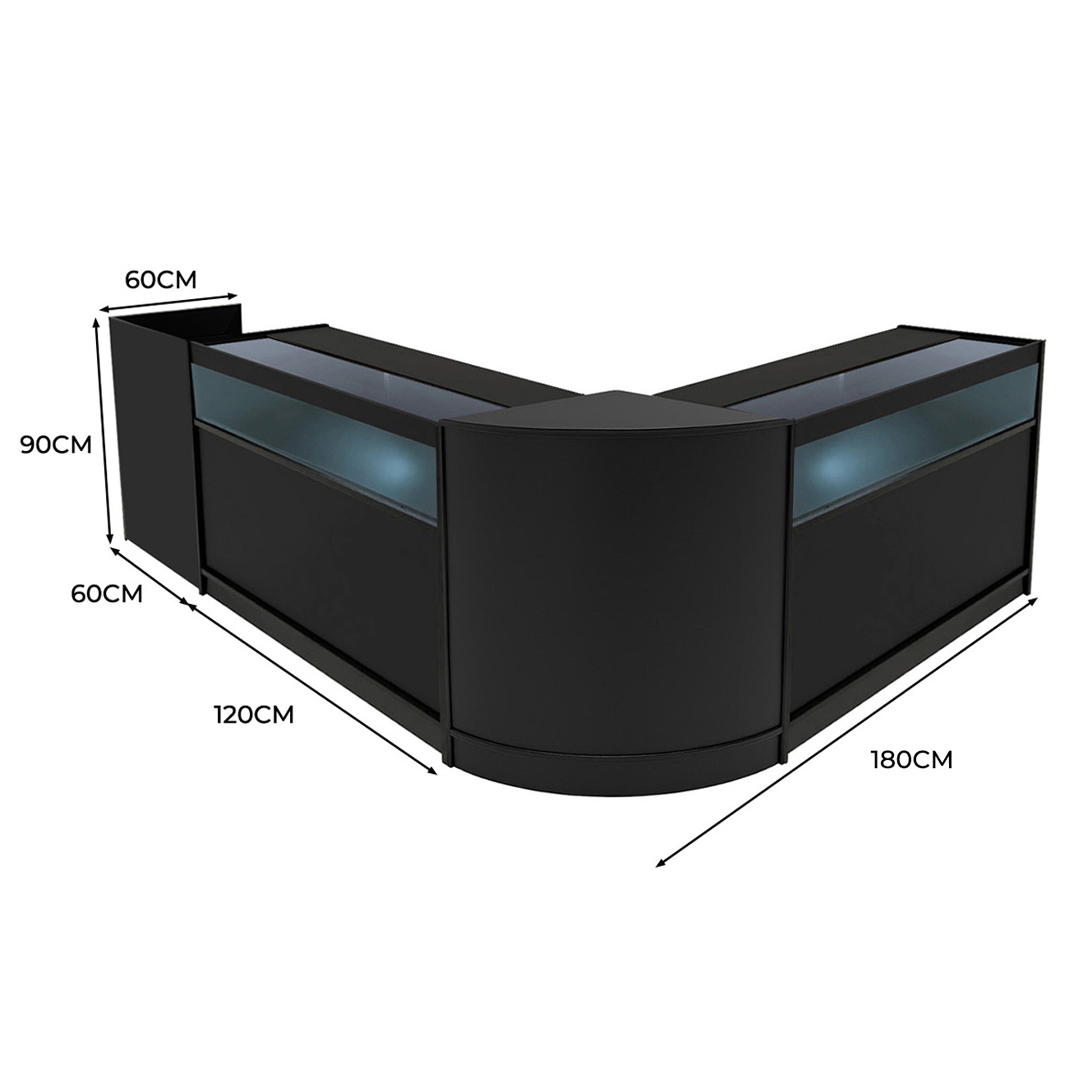 Q-Rax Luna Set 4 Banconi Negozio LED Nero Vetrina Cassa